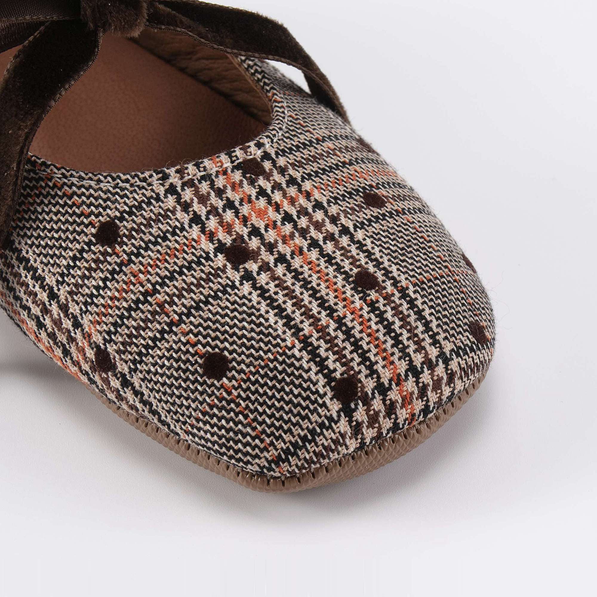 Girls Brown Check Shoes
