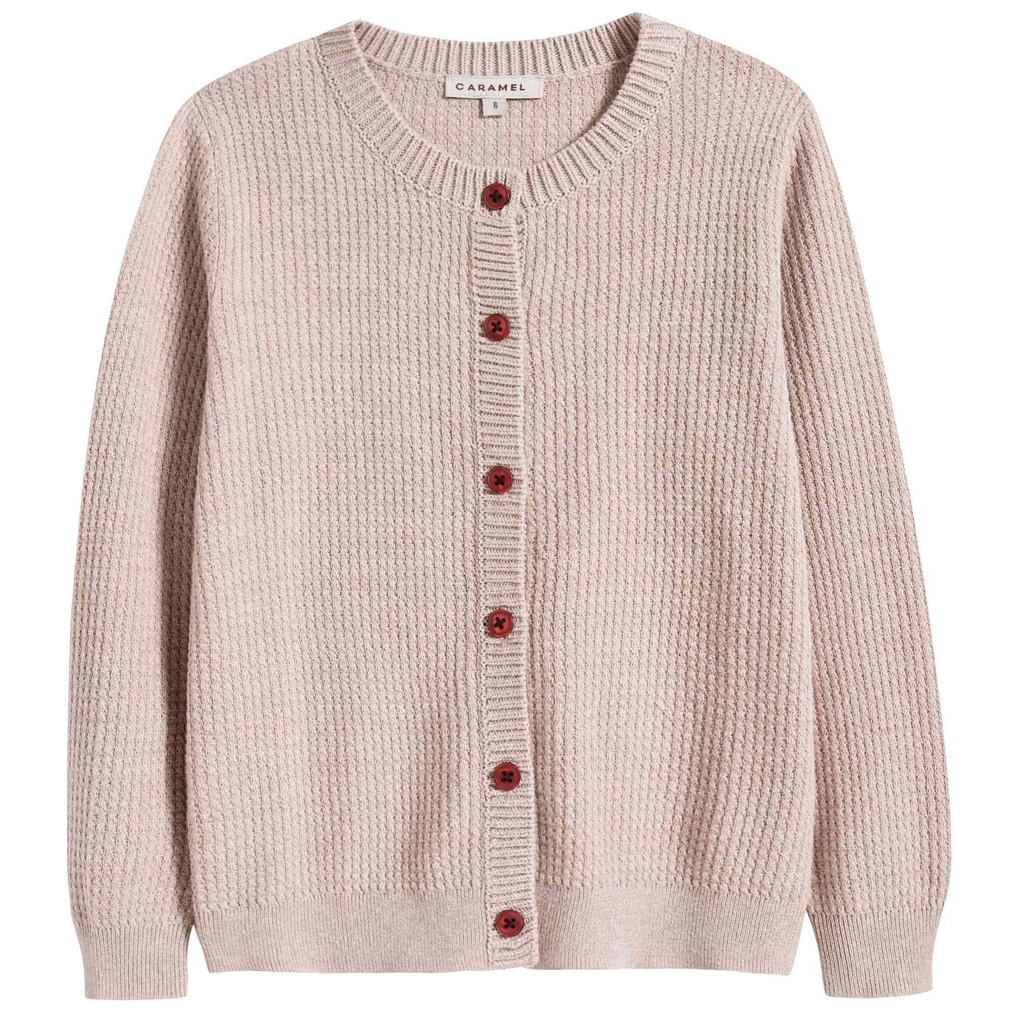 Girls Camel Cotton Cardigan