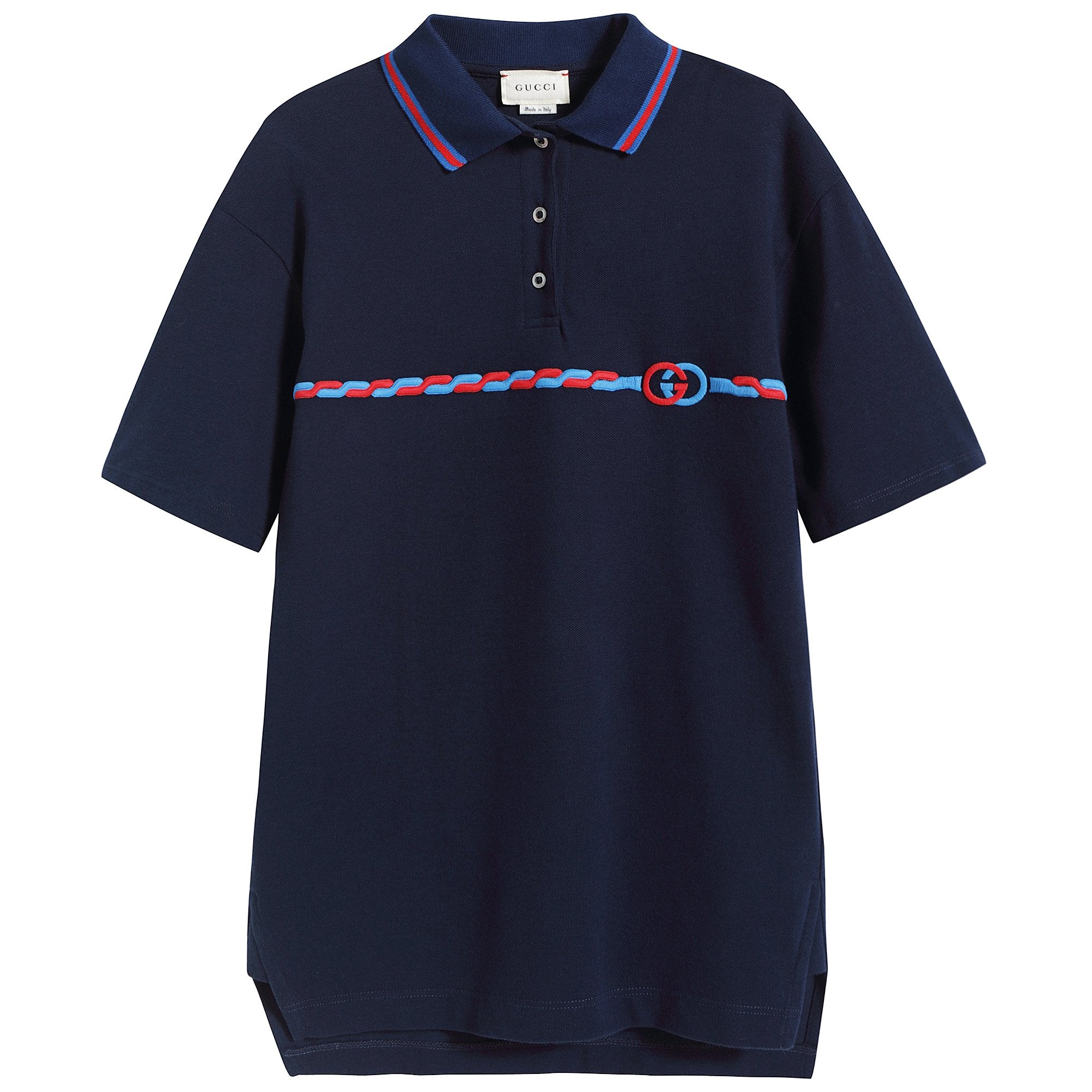 Girls Blue Logo Cotton Polo Dress
