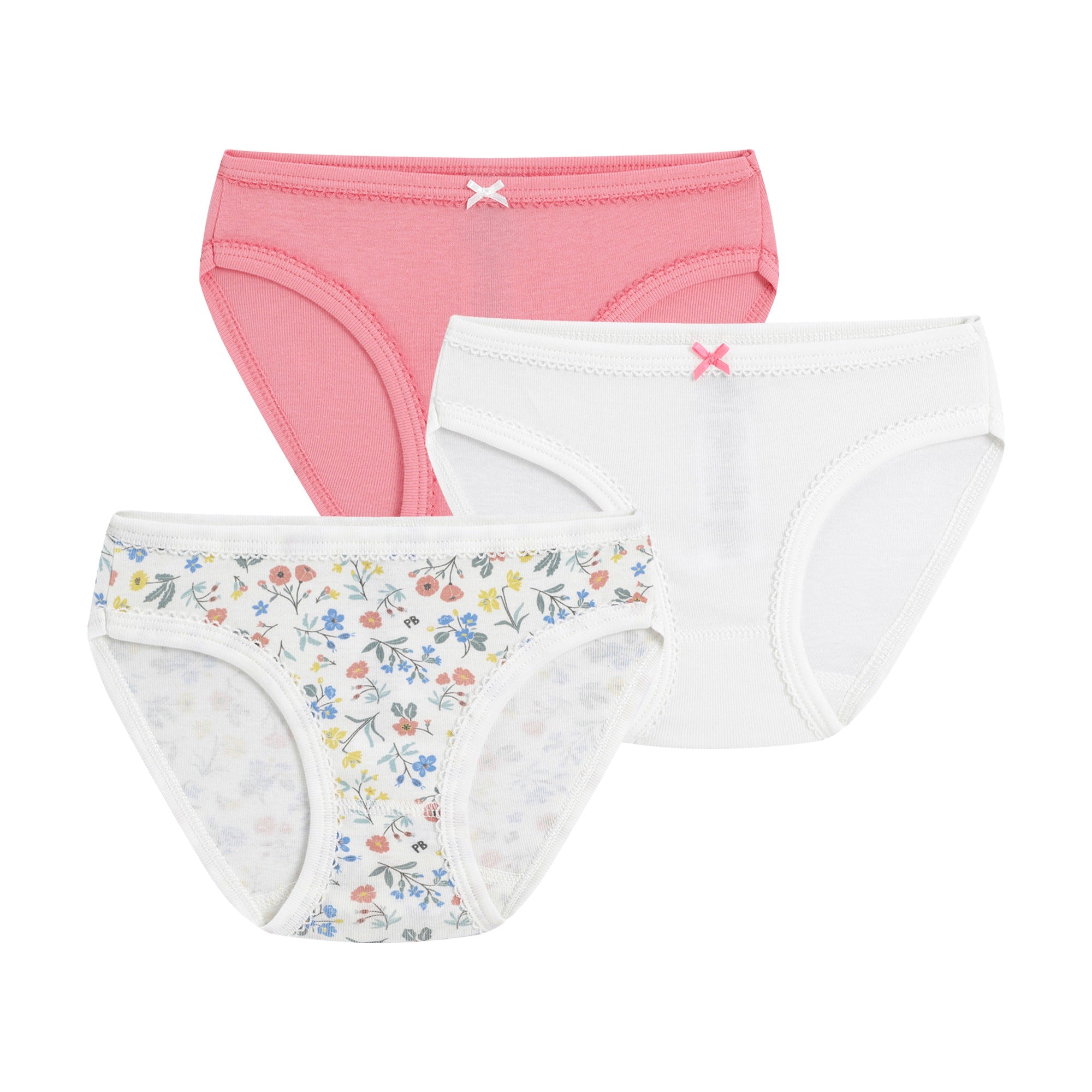 Girls White Cotton Underwear Set (3 Pack)