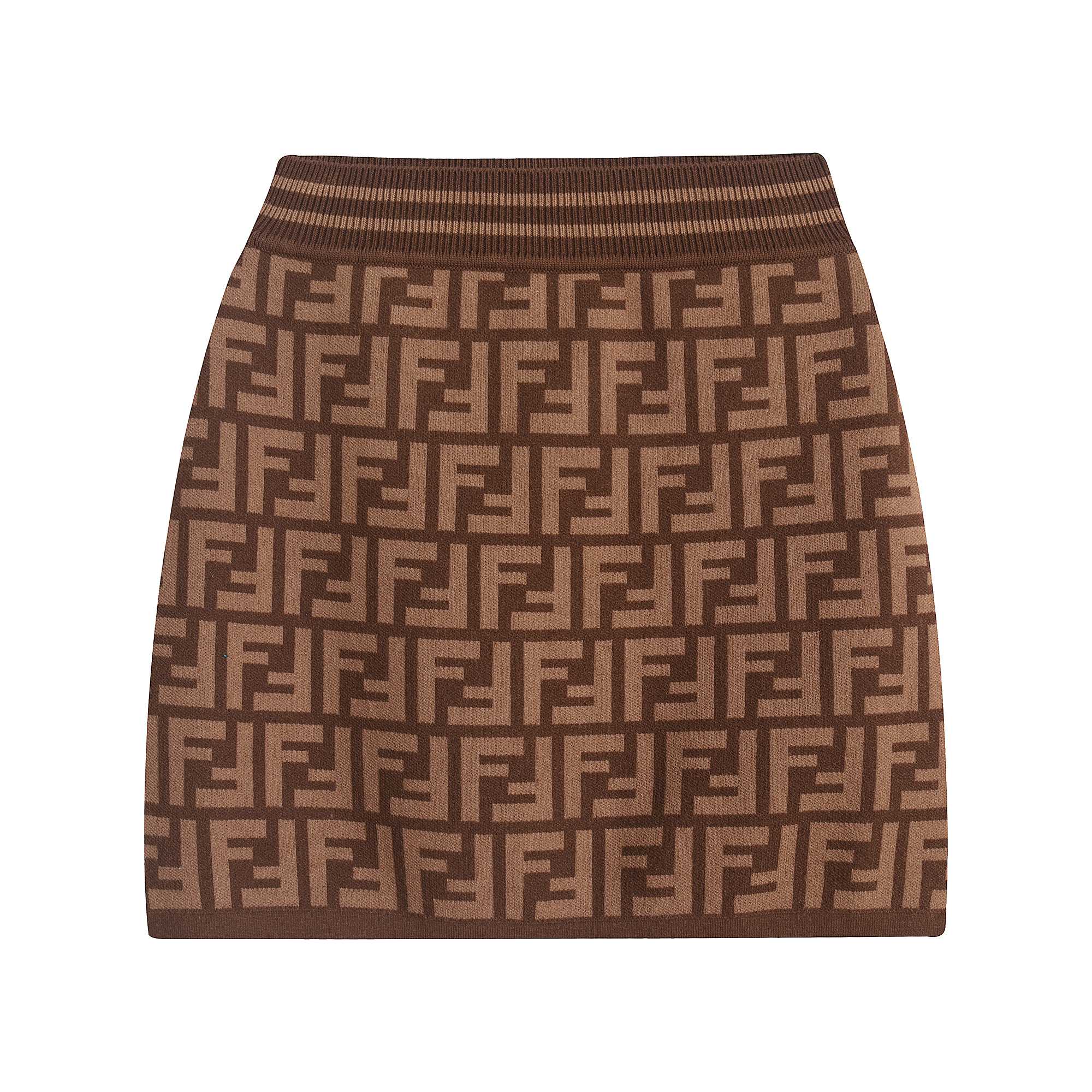 Girls Brown FF Knit Skirt