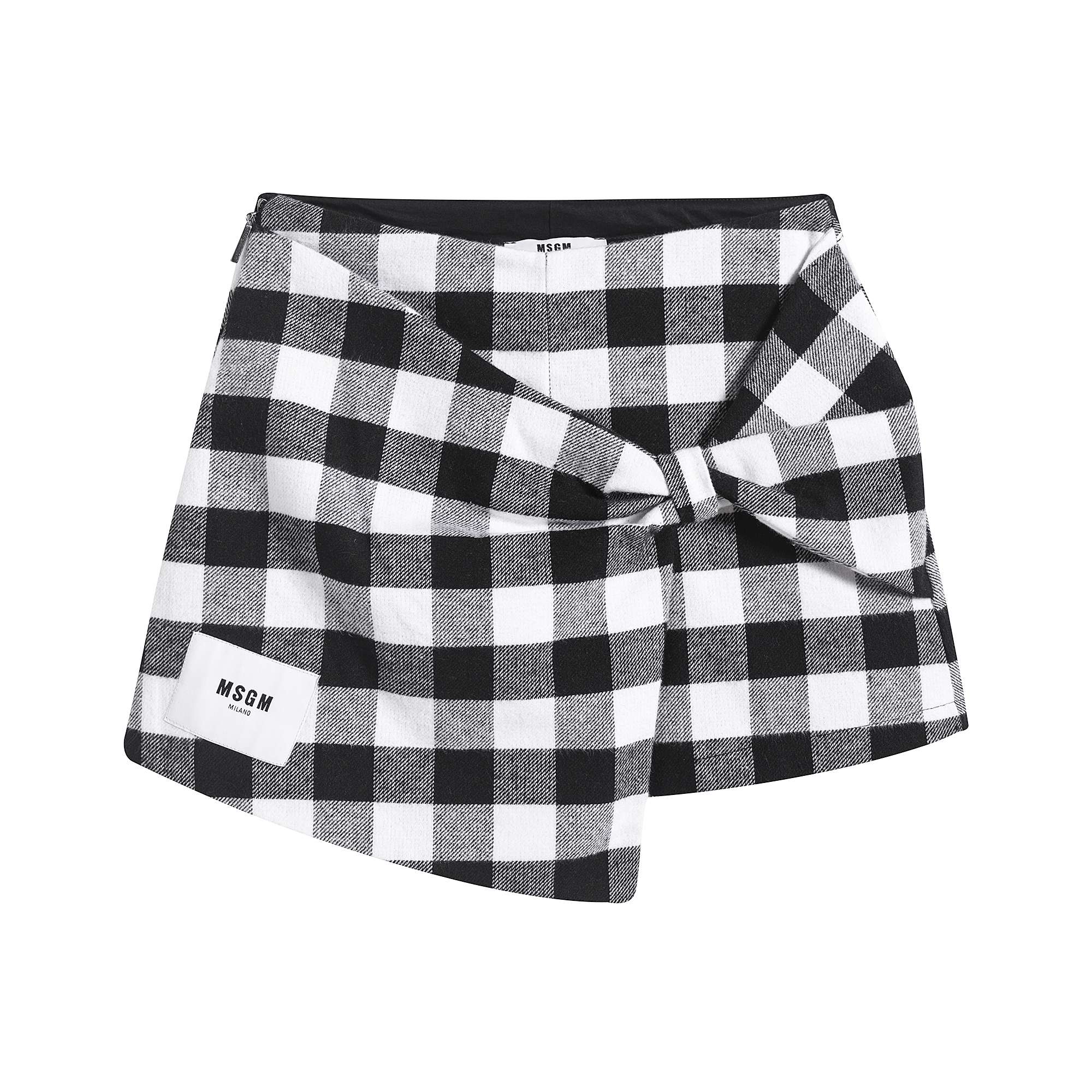 Girls Black Check Cotton Skirt