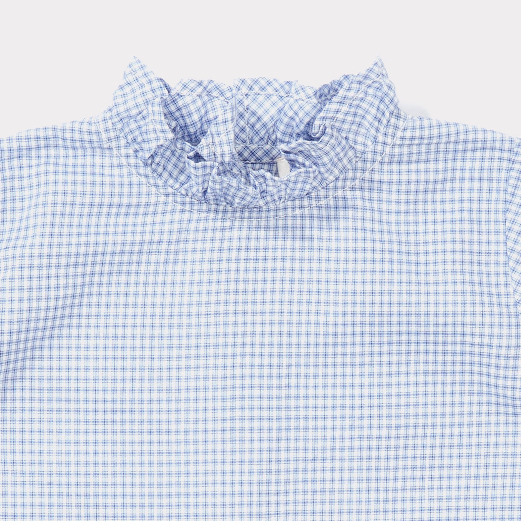 Baby Girls Sky Blue Check Cotton Blouse
