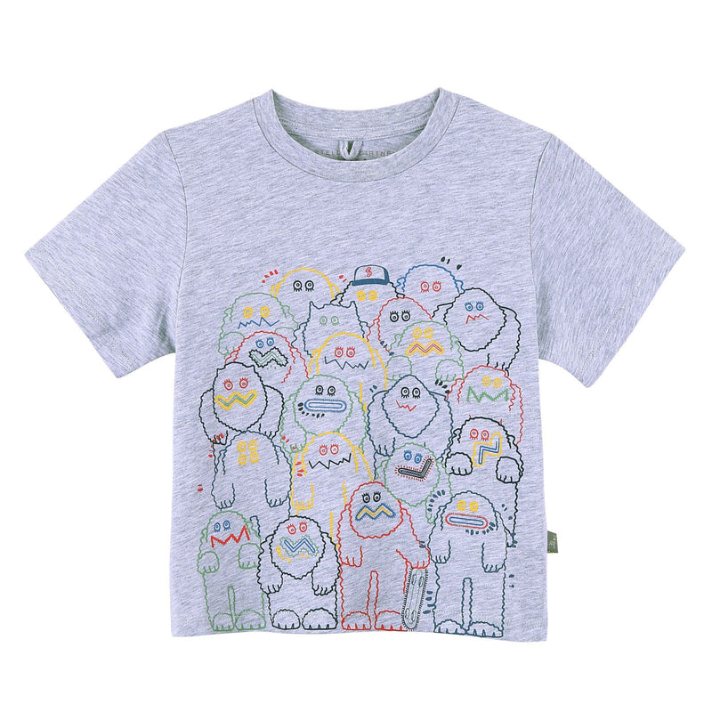 Boys Grey Cotton Colorful  Yeti Printed T-Shirt - CÉMAROSE | Children's Fashion Store - 1