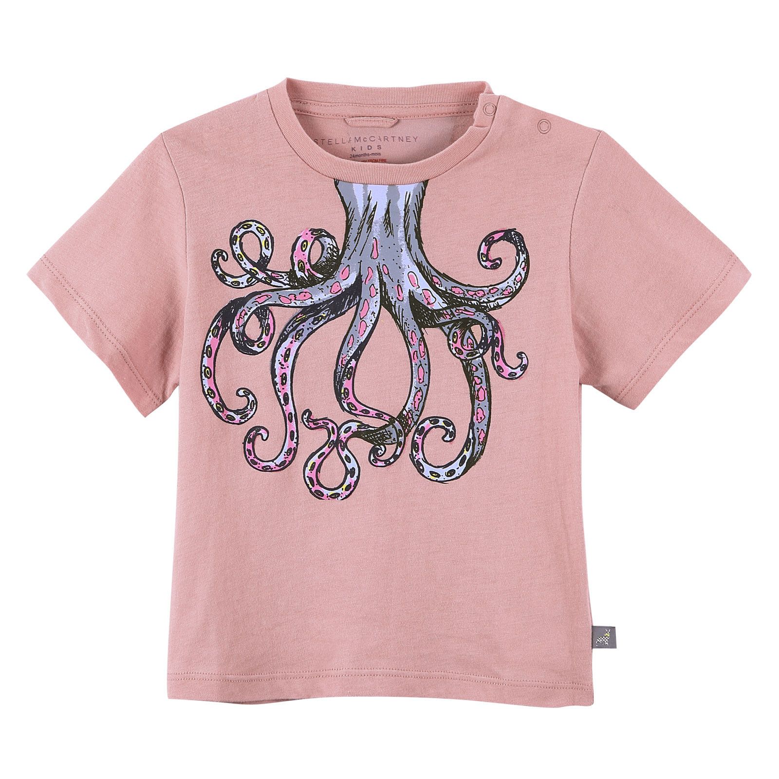 Baby Girls Pink Cotton T-Shirt With Octopus Print Trims - CÉMAROSE | Children's Fashion Store - 1