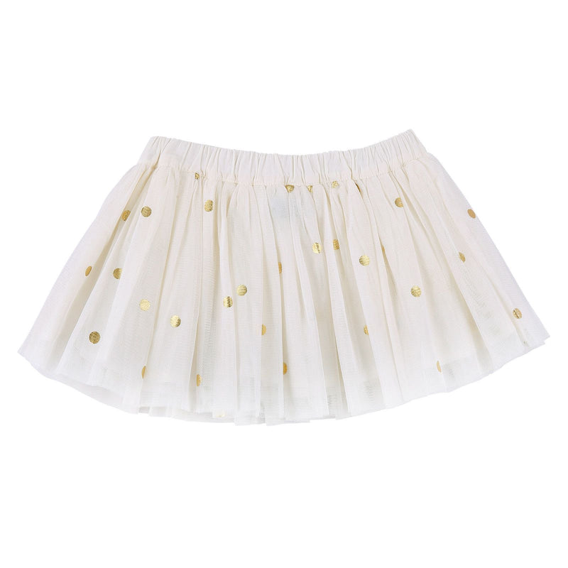 Girls Beige Scattered Sequins Trims Tulle Party Skirt - CÉMAROSE | Children's Fashion Store - 1