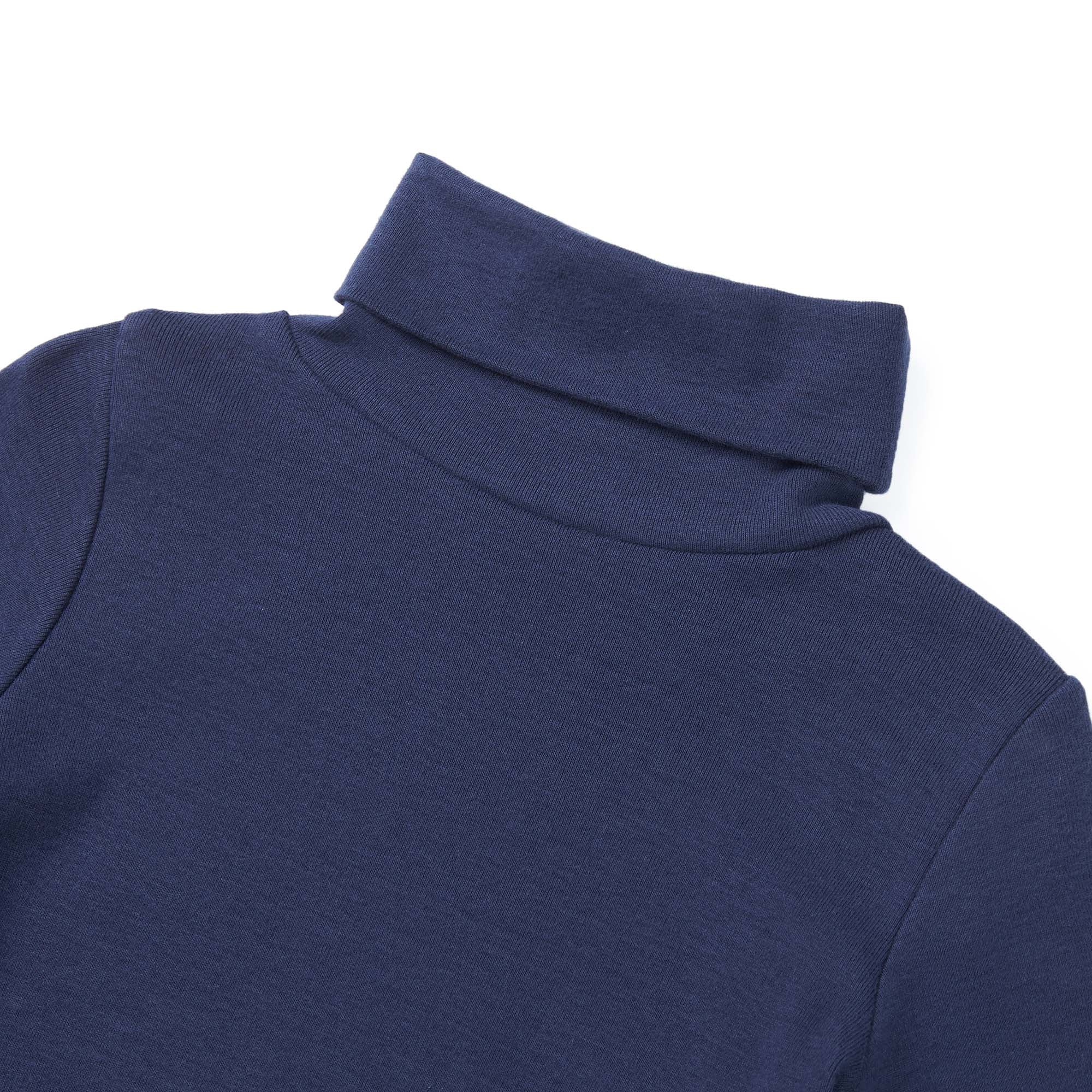 Boys Dark Blue Turtleneck Cotton Top