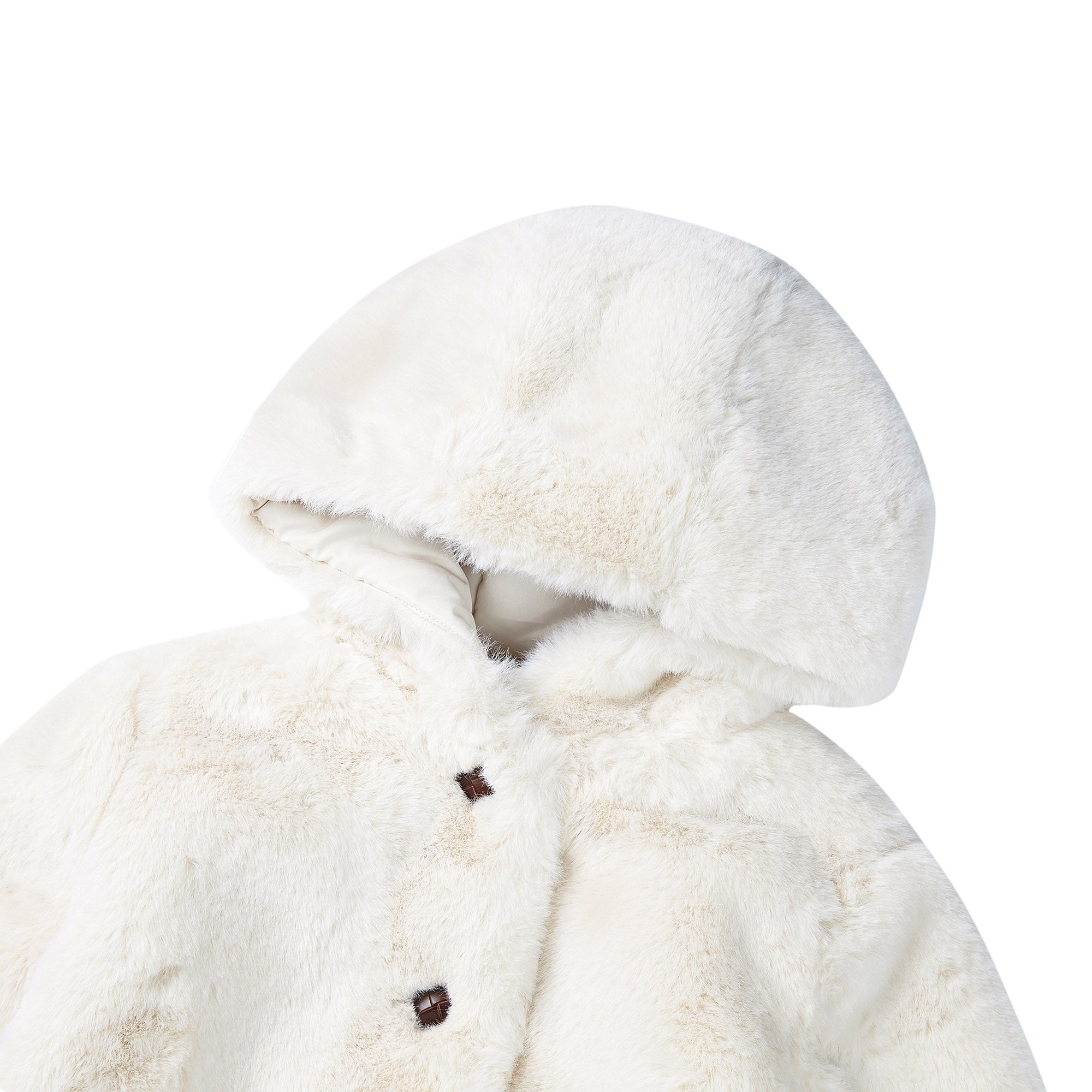 Girls White Hooded Coat