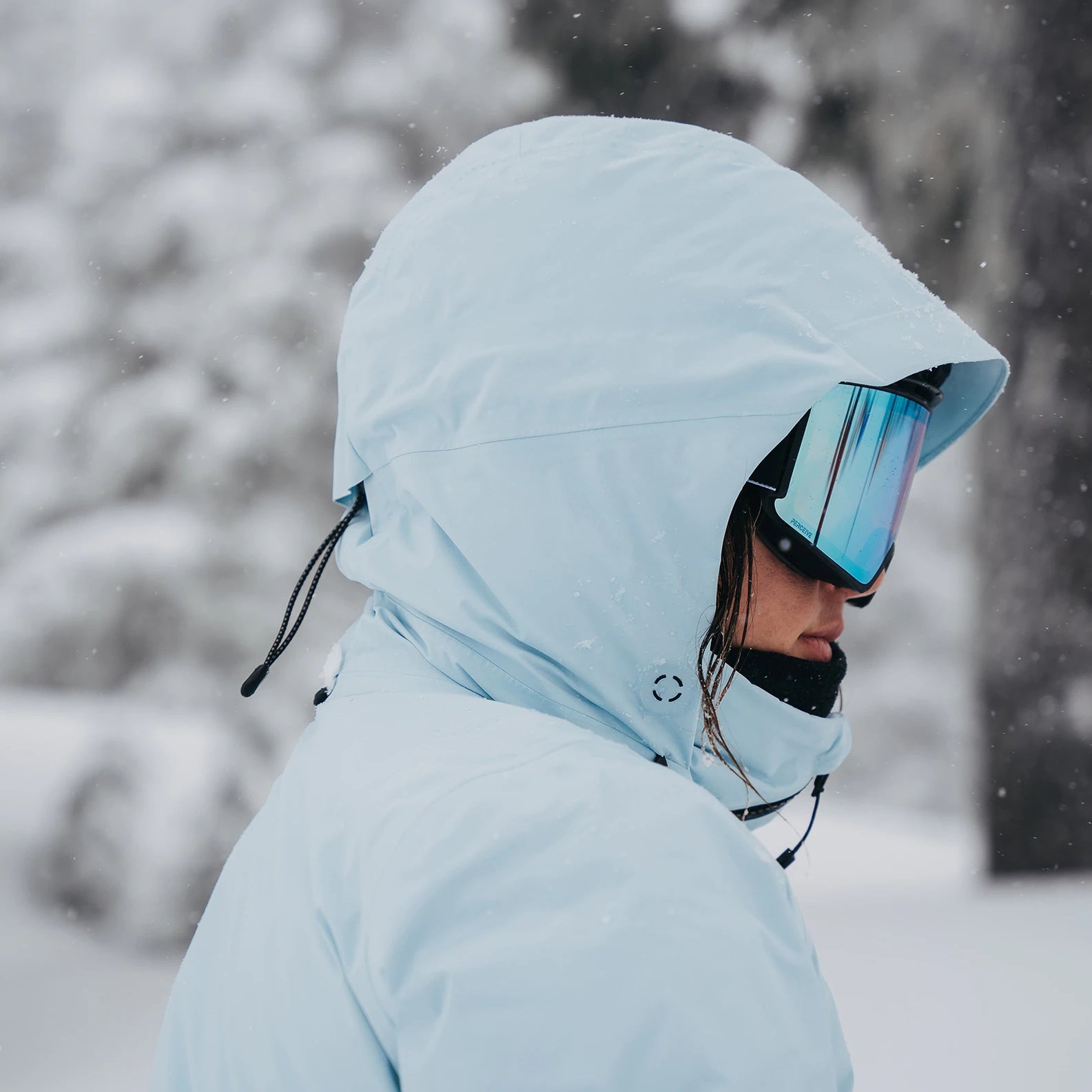 Girls Light Blue Padded Down Snow Jacket