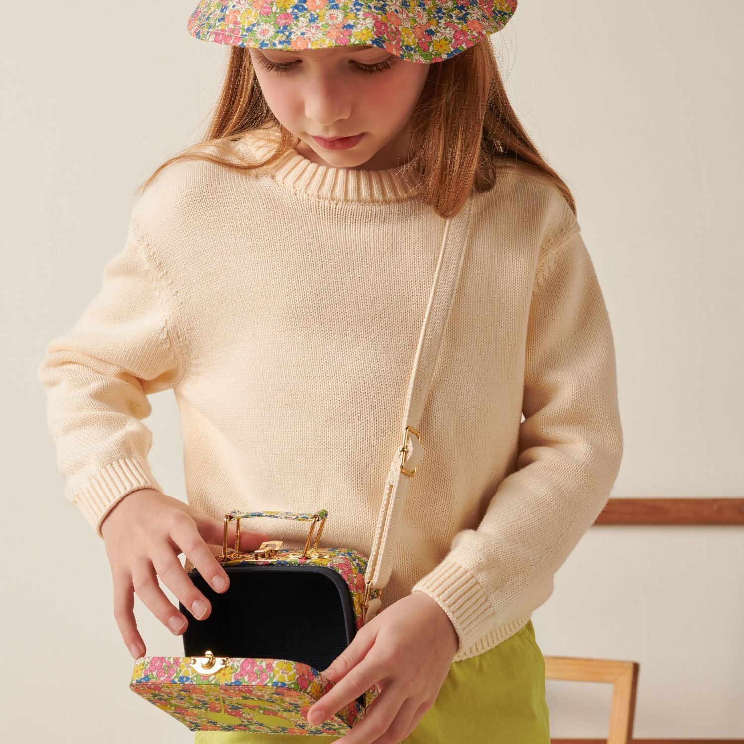 Girls Beige Cotton Sweater