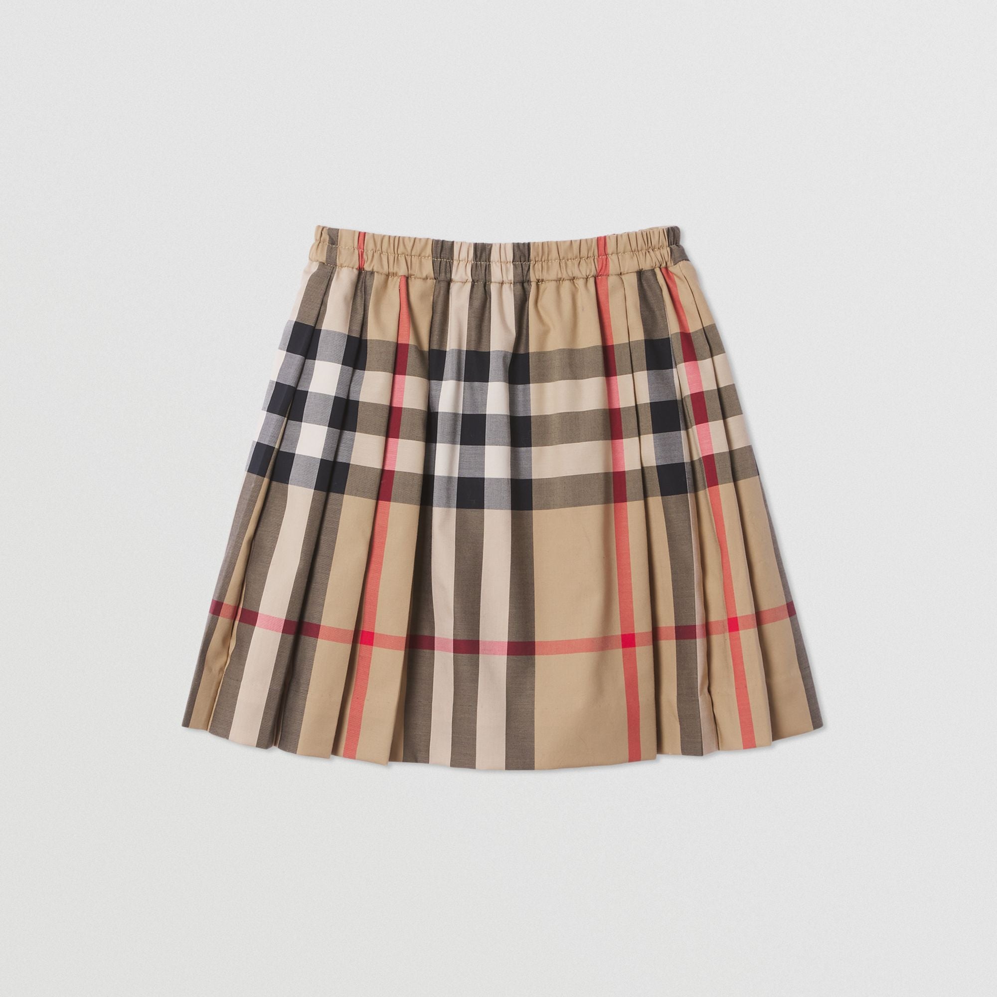 Girls Beige Check Cotton Skirt
