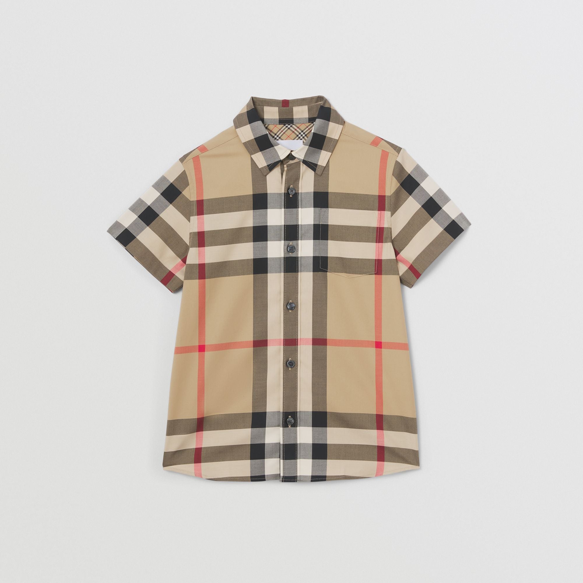 Boys Beige Check Cotton Shirt