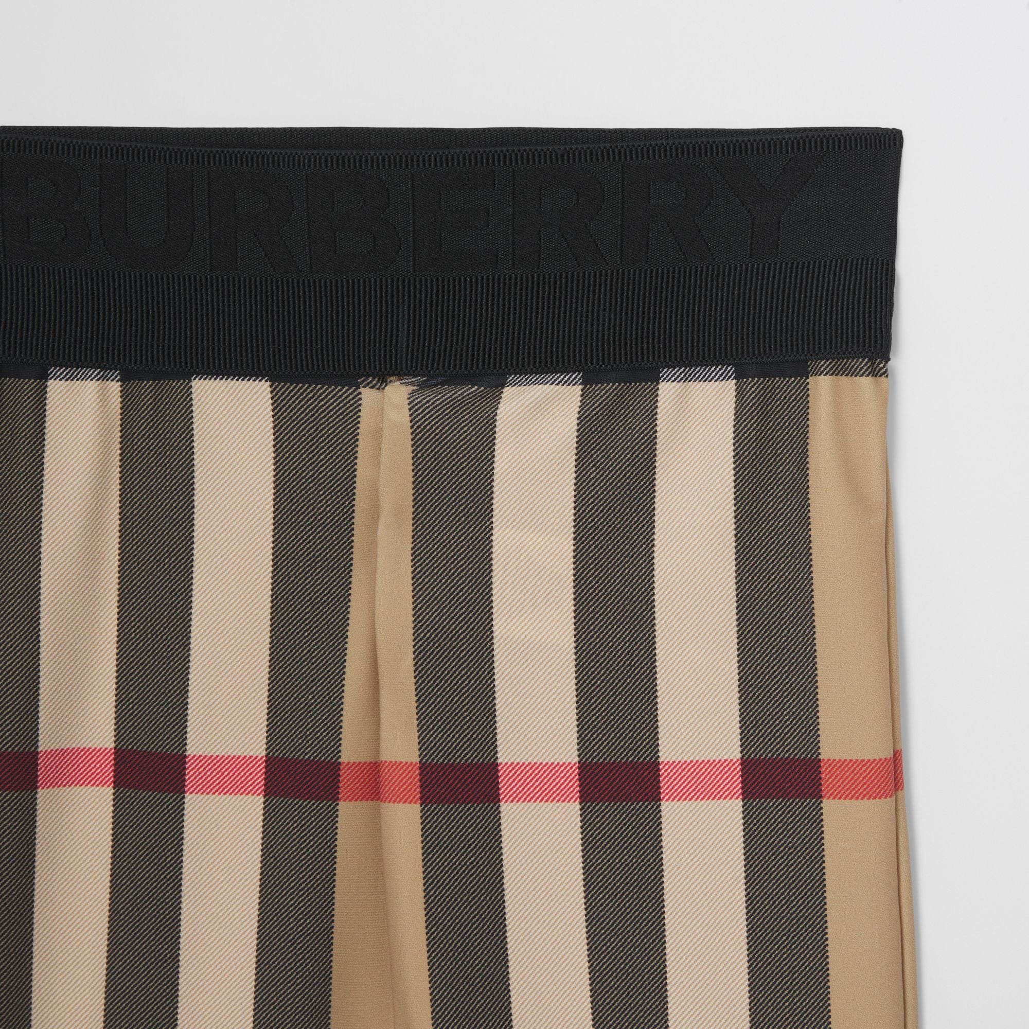 Girls Beige Check Leggings