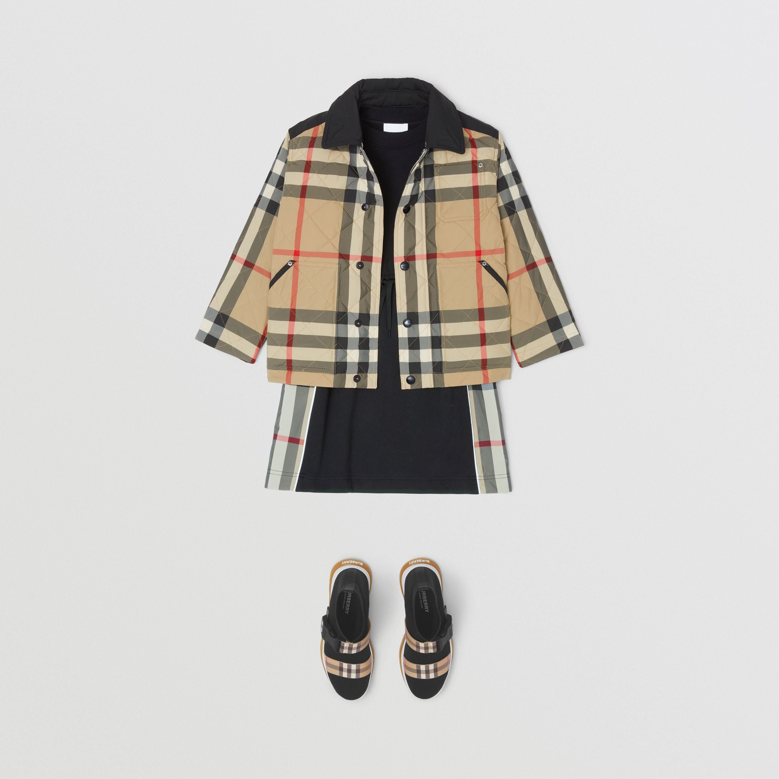 Boys & Girls Beige Check Padded Jacket