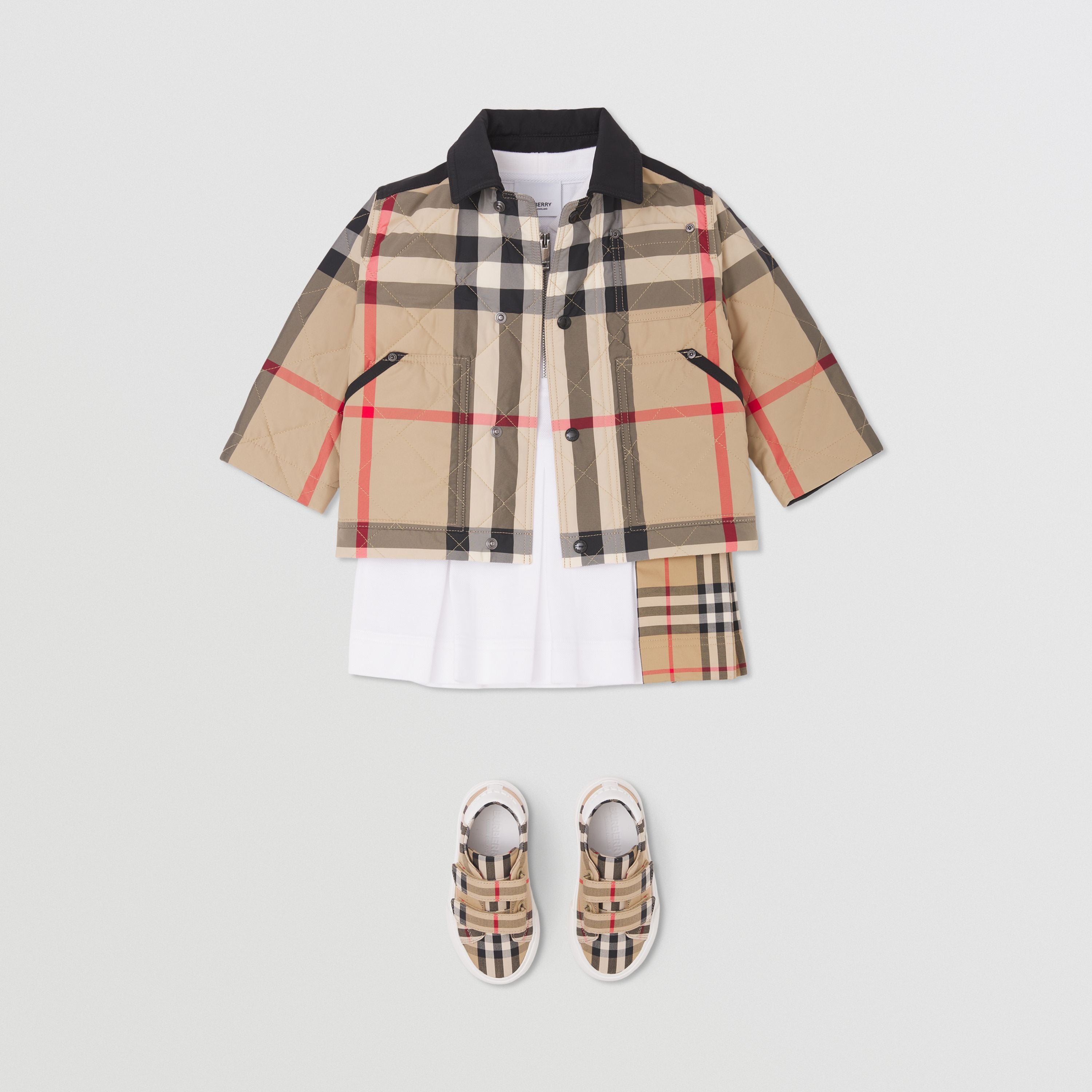 Baby Boys & Girls Beige Check Padded Jacket