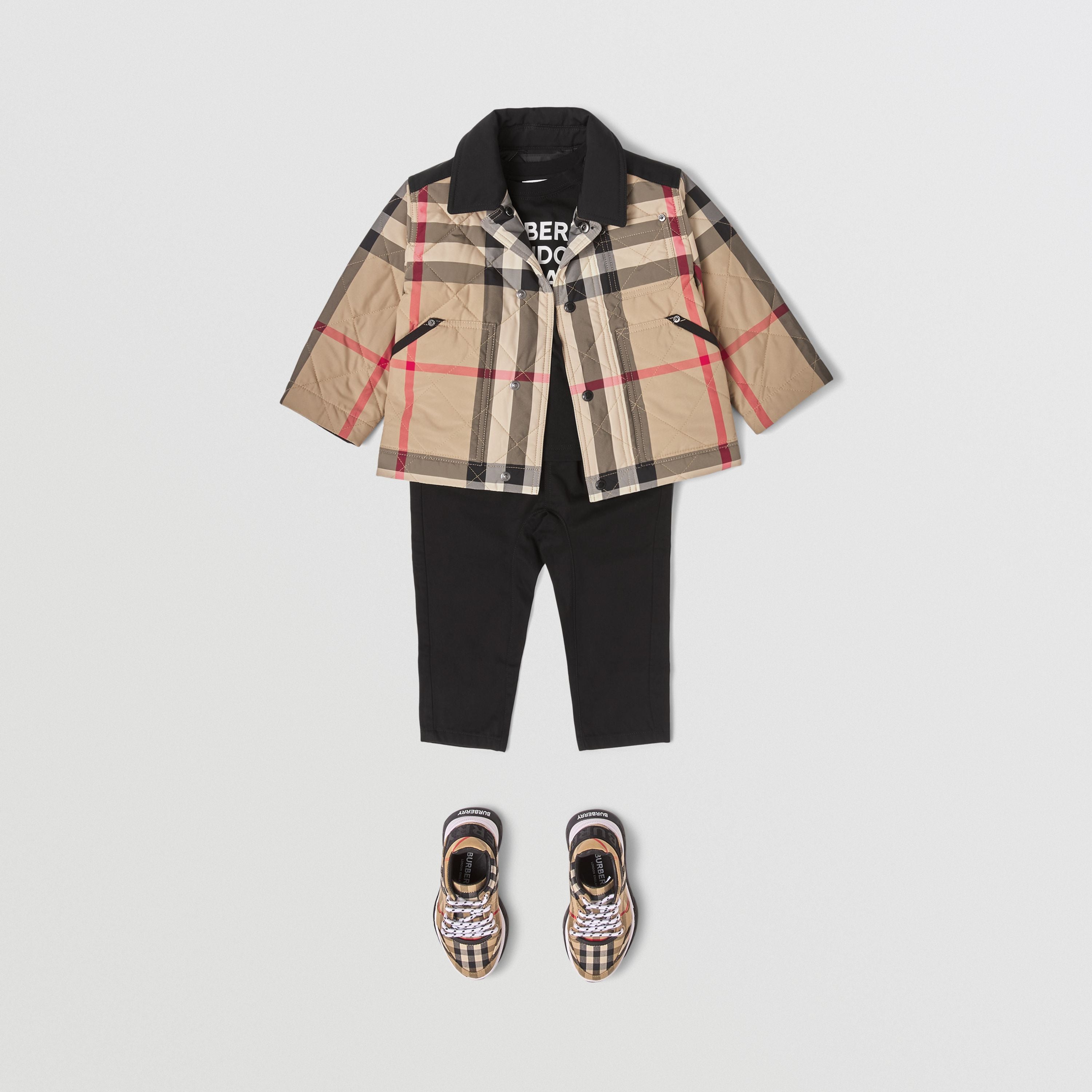 Baby Boys & Girls Beige Check Padded Jacket