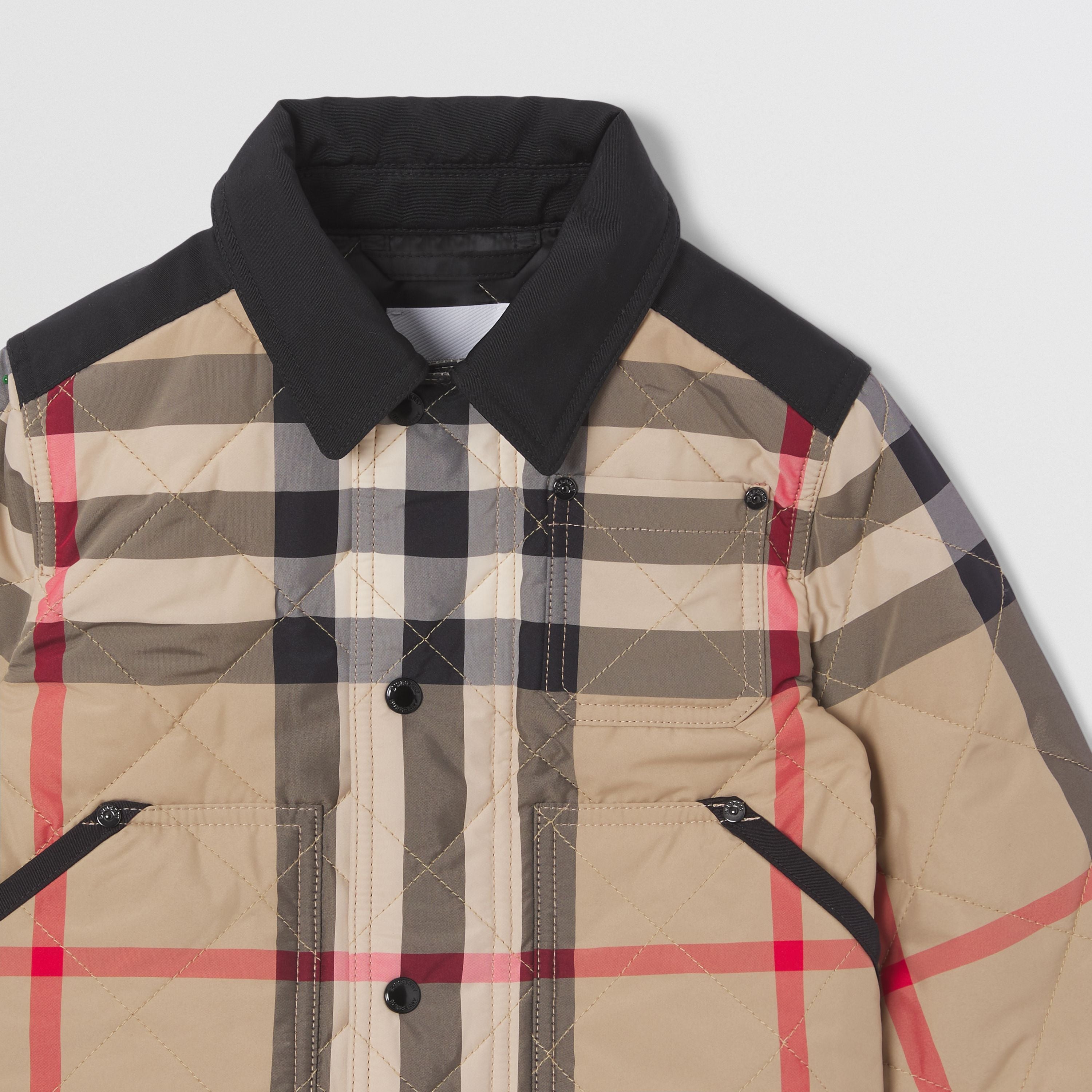 Baby Boys & Girls Beige Check Padded Jacket