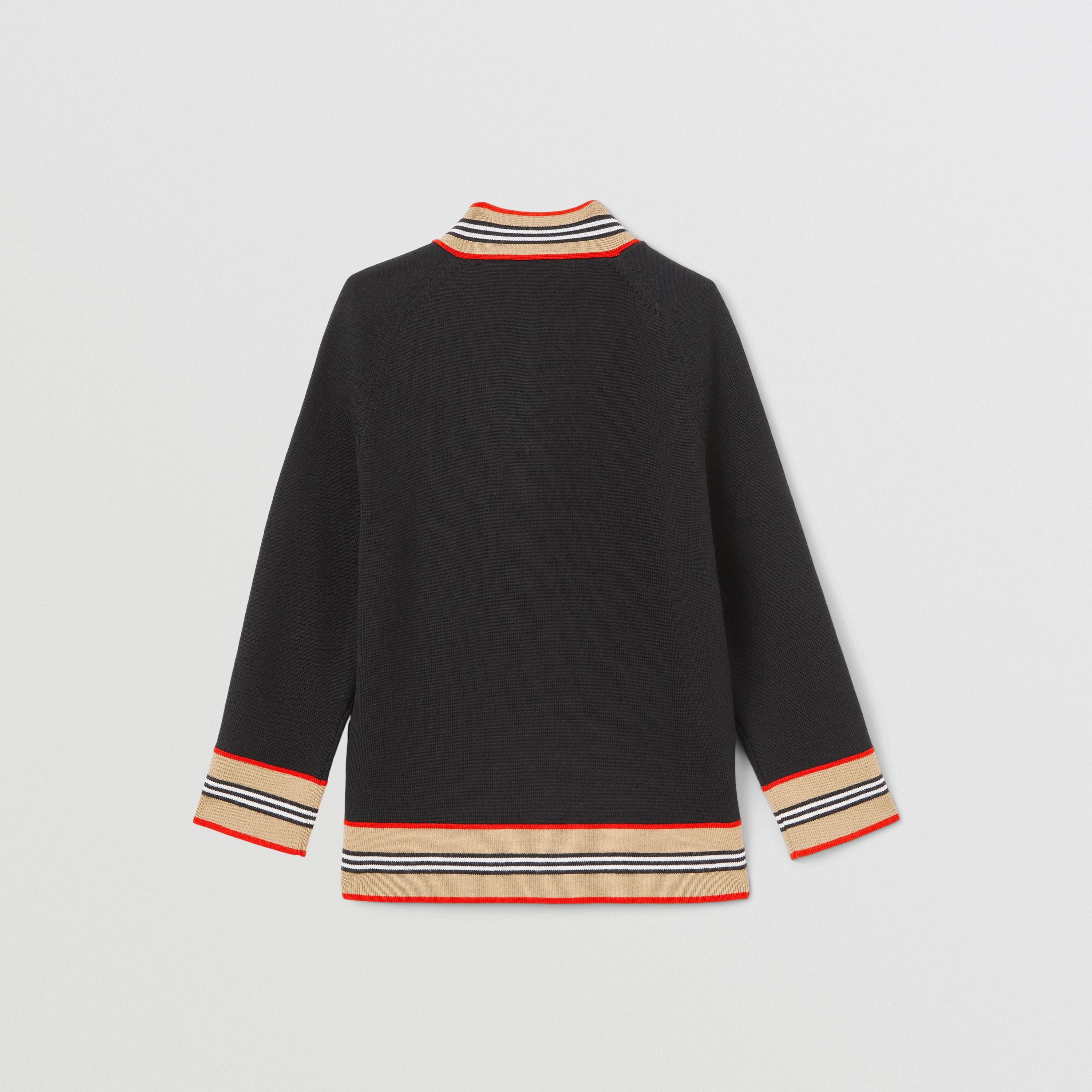 Boys Black Embroidered Logo Wool Cardigan