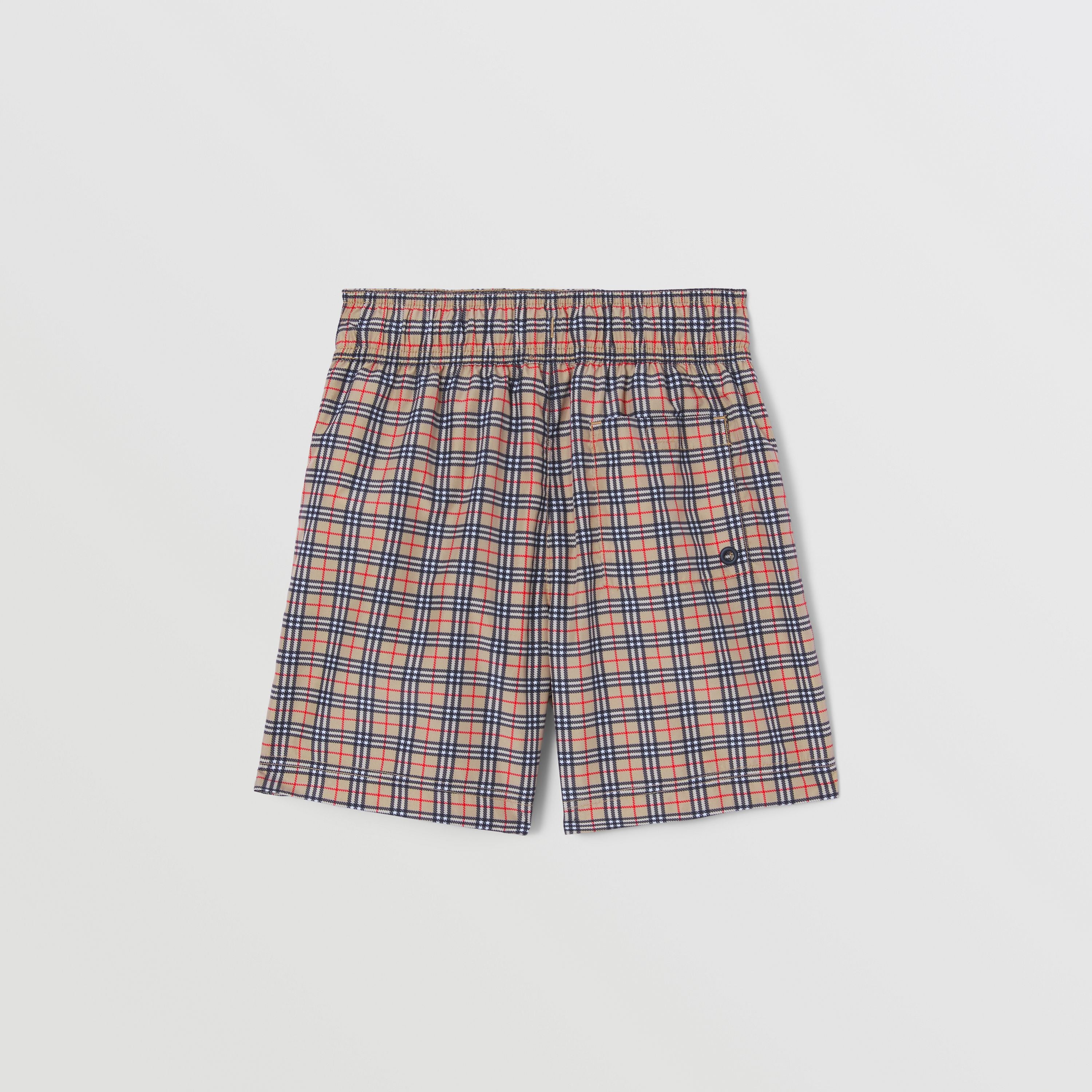 Boys Beige Check Swim Shorts