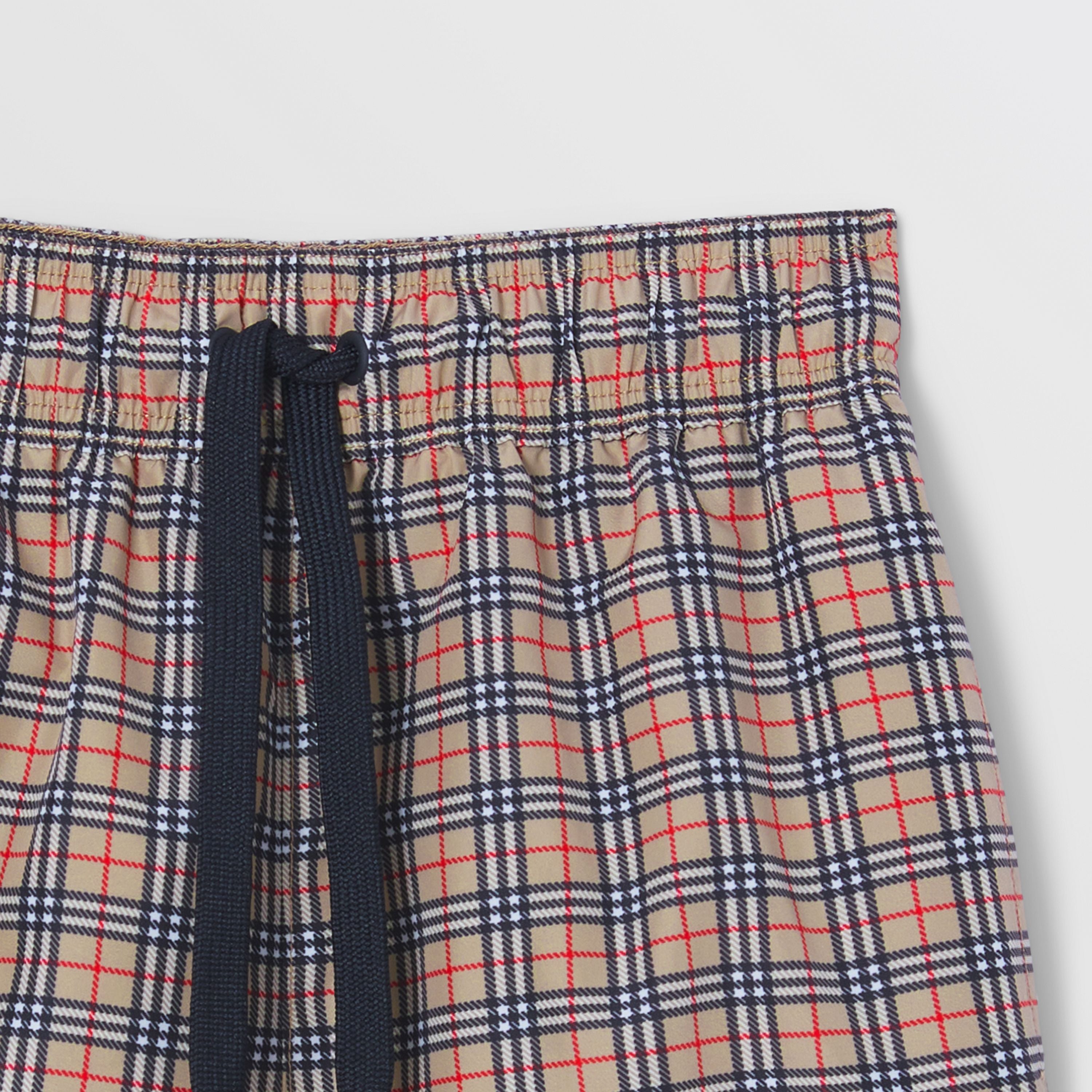 Boys Beige Check Swim Shorts