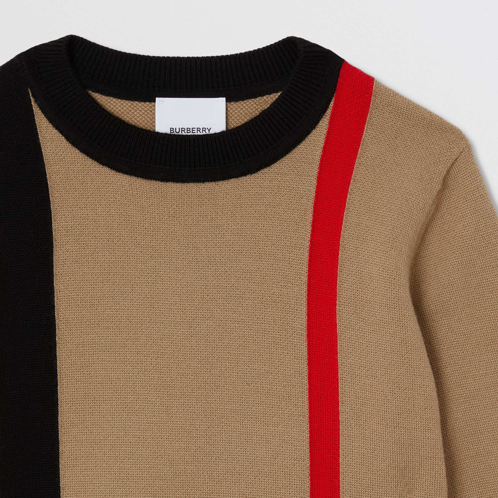 Boys Beige Stripes Wool Sweater