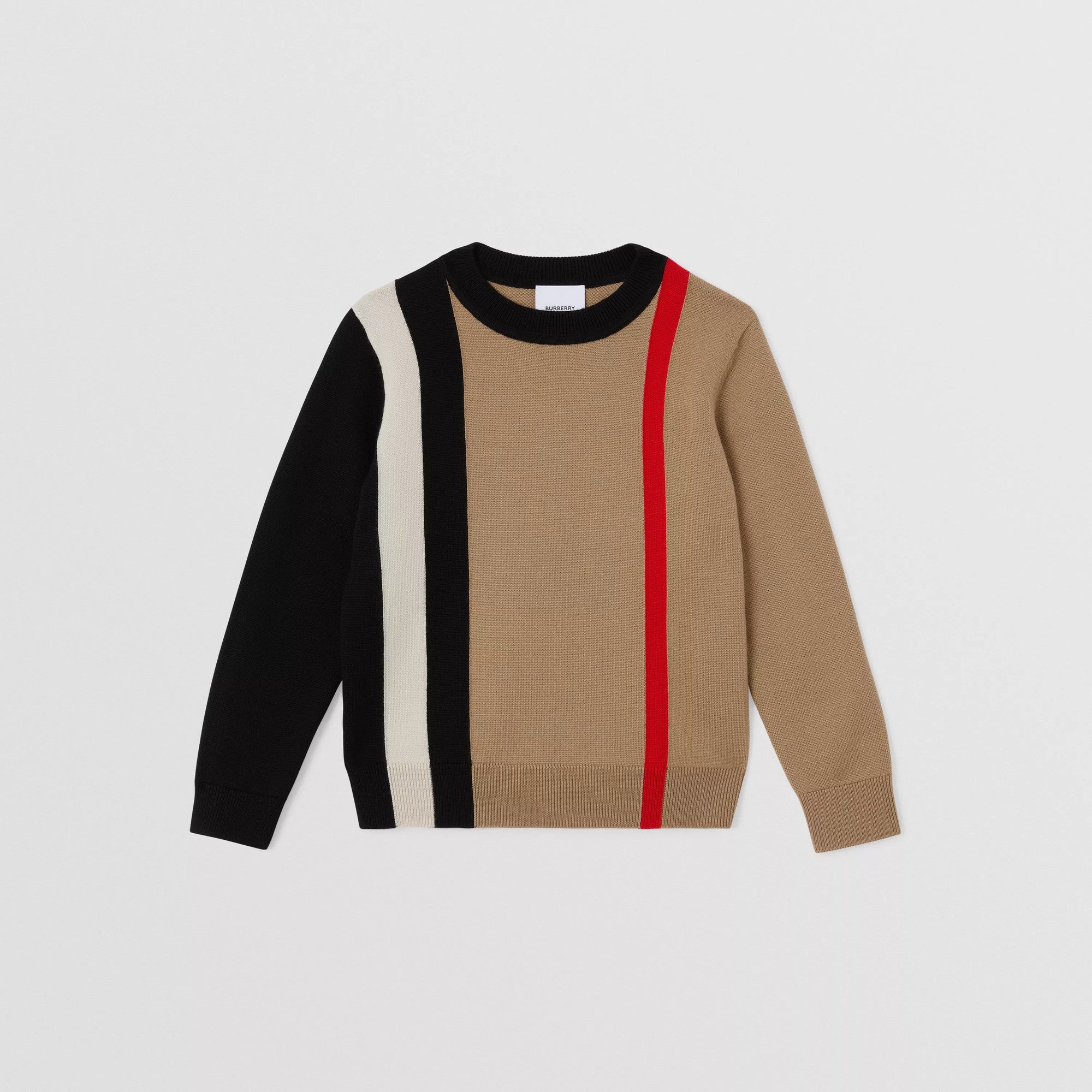 Boys Beige Stripes Wool Sweater