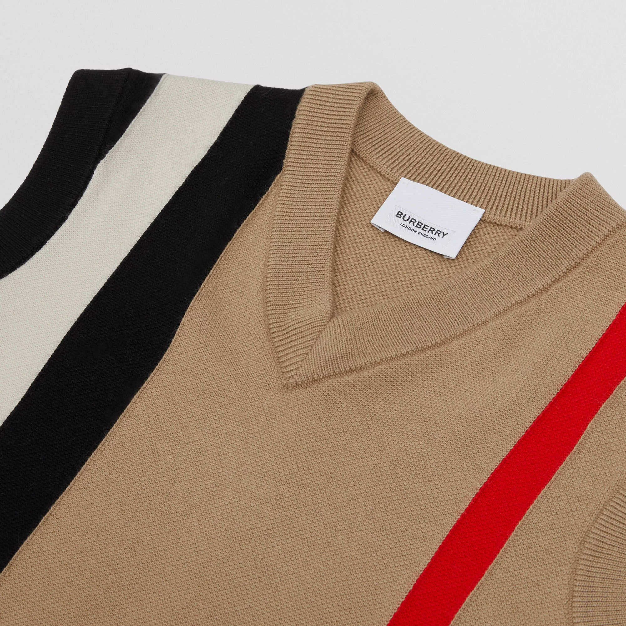 Boys Beige Stripes Wool Vest