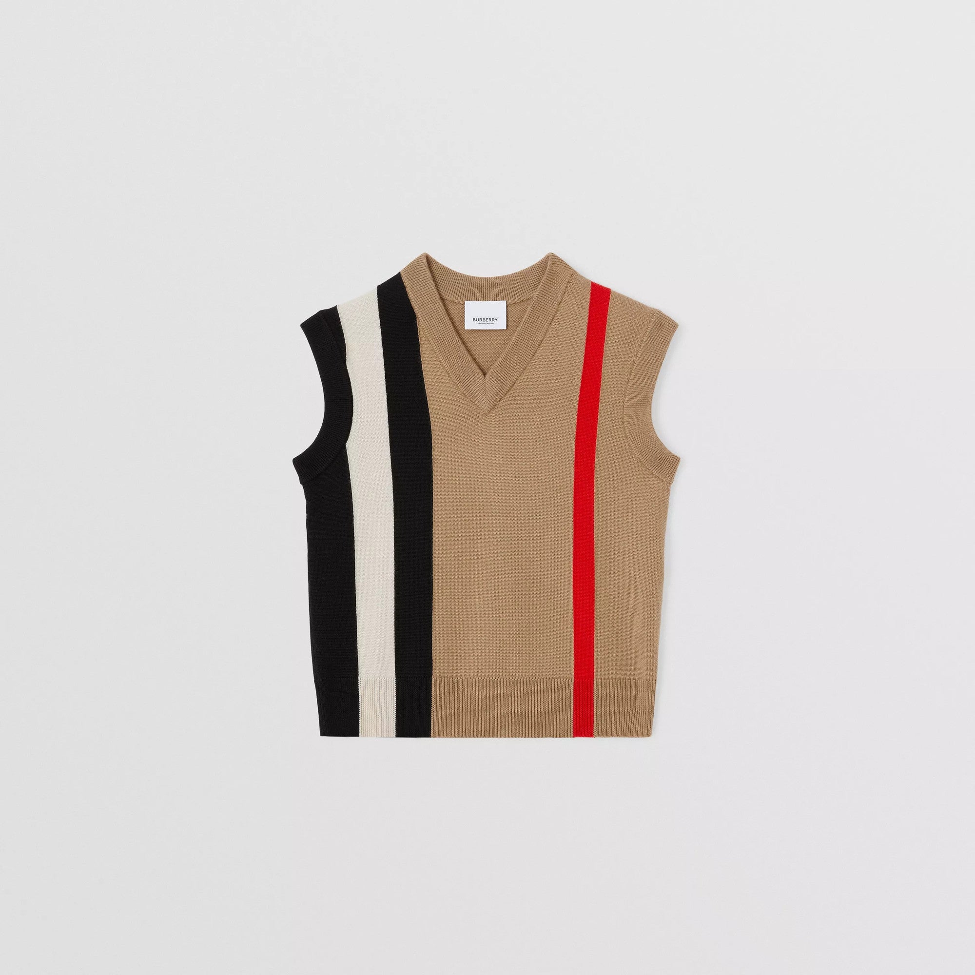 Boys Beige Stripes Wool Vest