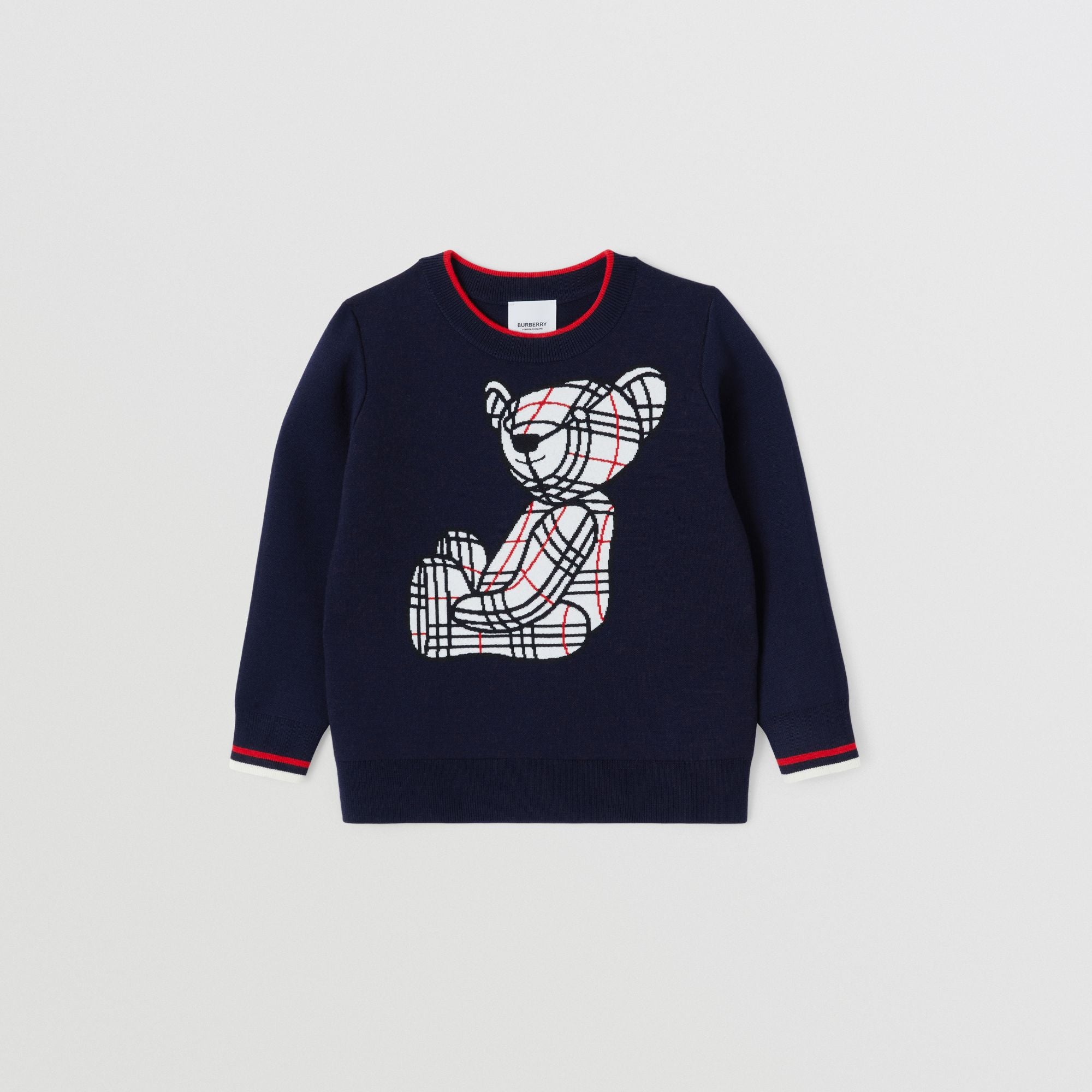 Boys Navy Bear Wool Sweater