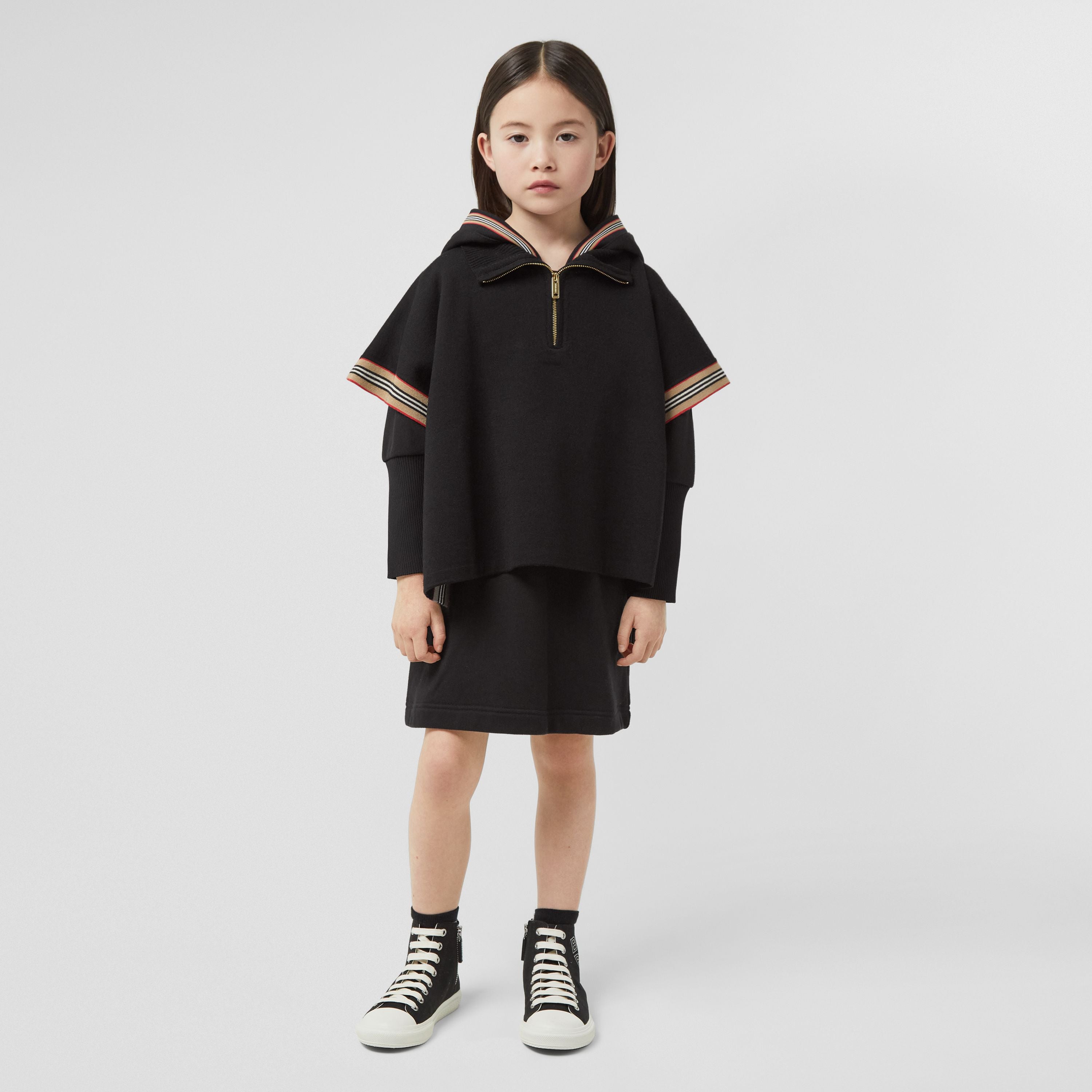 Girls Black Wool Cape