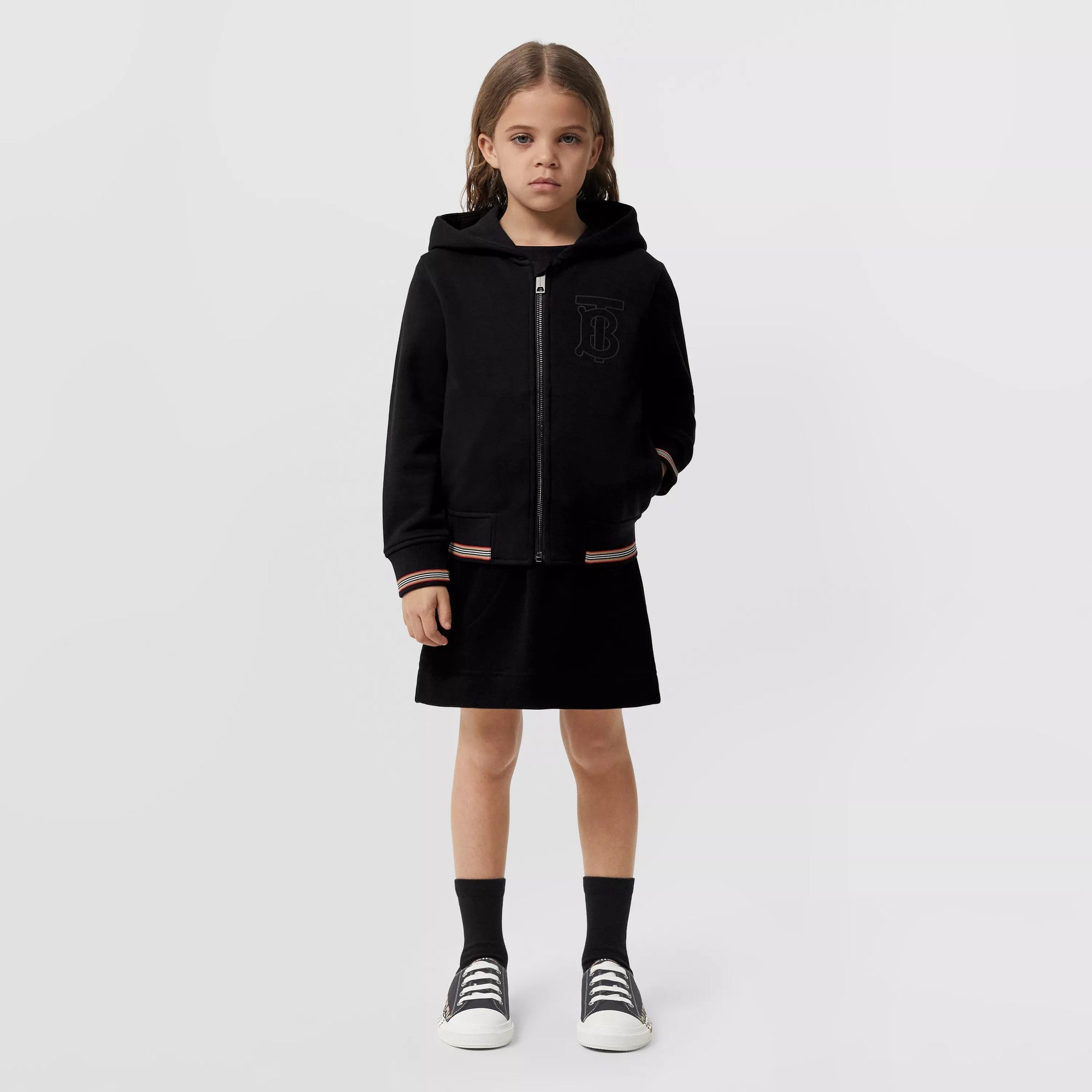Girls Black Logo Cotton Skirt