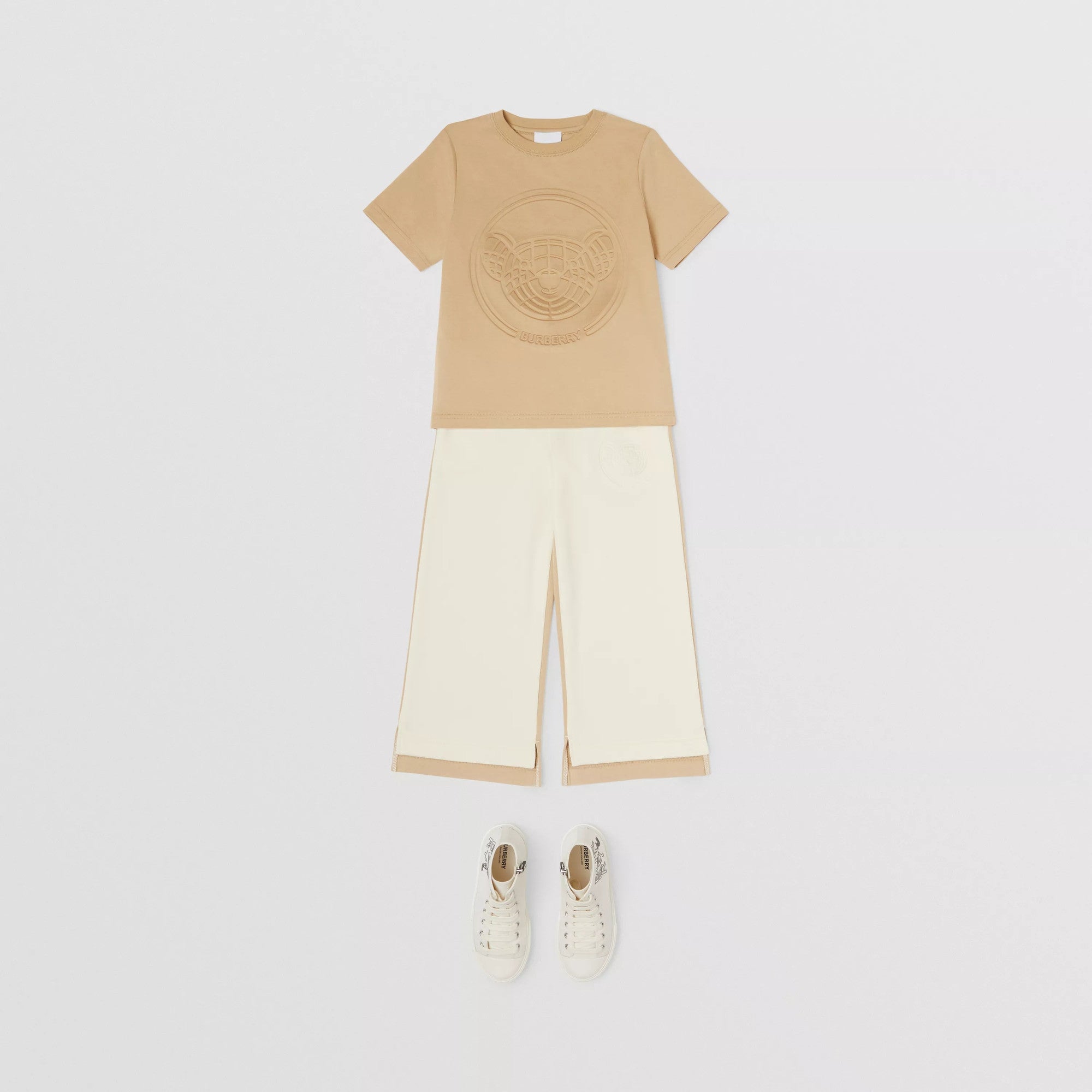 Boys & Girls Beige Logo Cotton T-Shirt