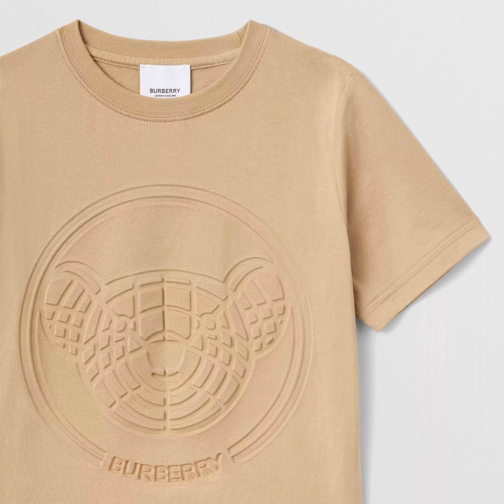 Boys & Girls Beige Logo Cotton T-Shirt