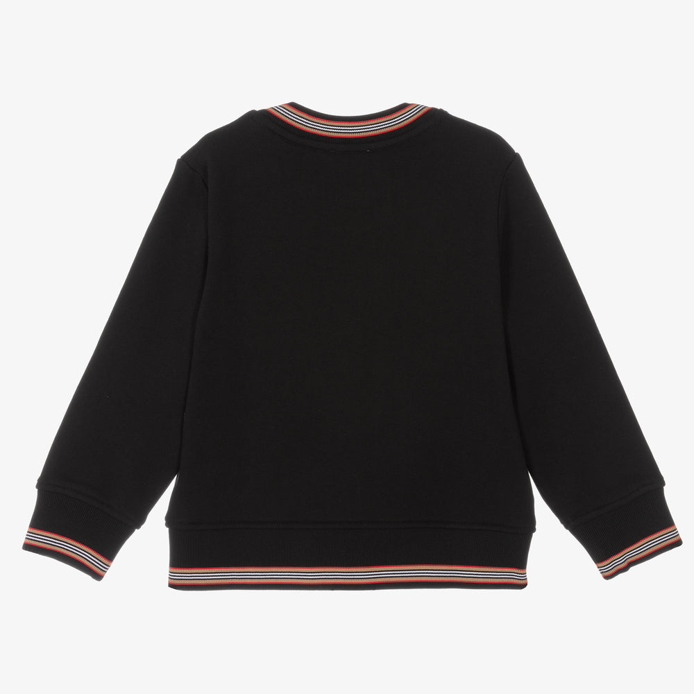 Boys & Girls Black Logo Cotton Sweatshirt