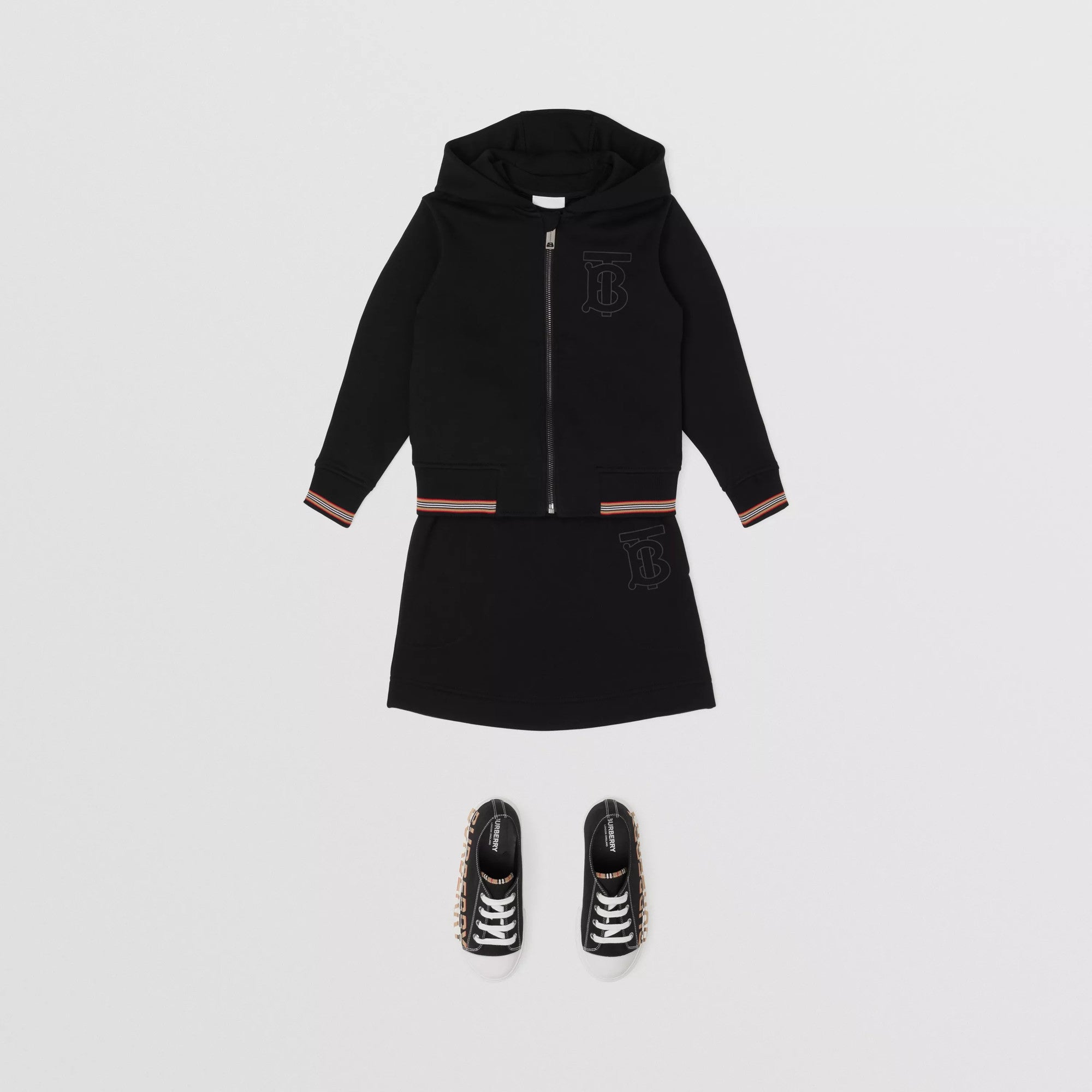 Boys & Girls Black Hooded Zipped Top