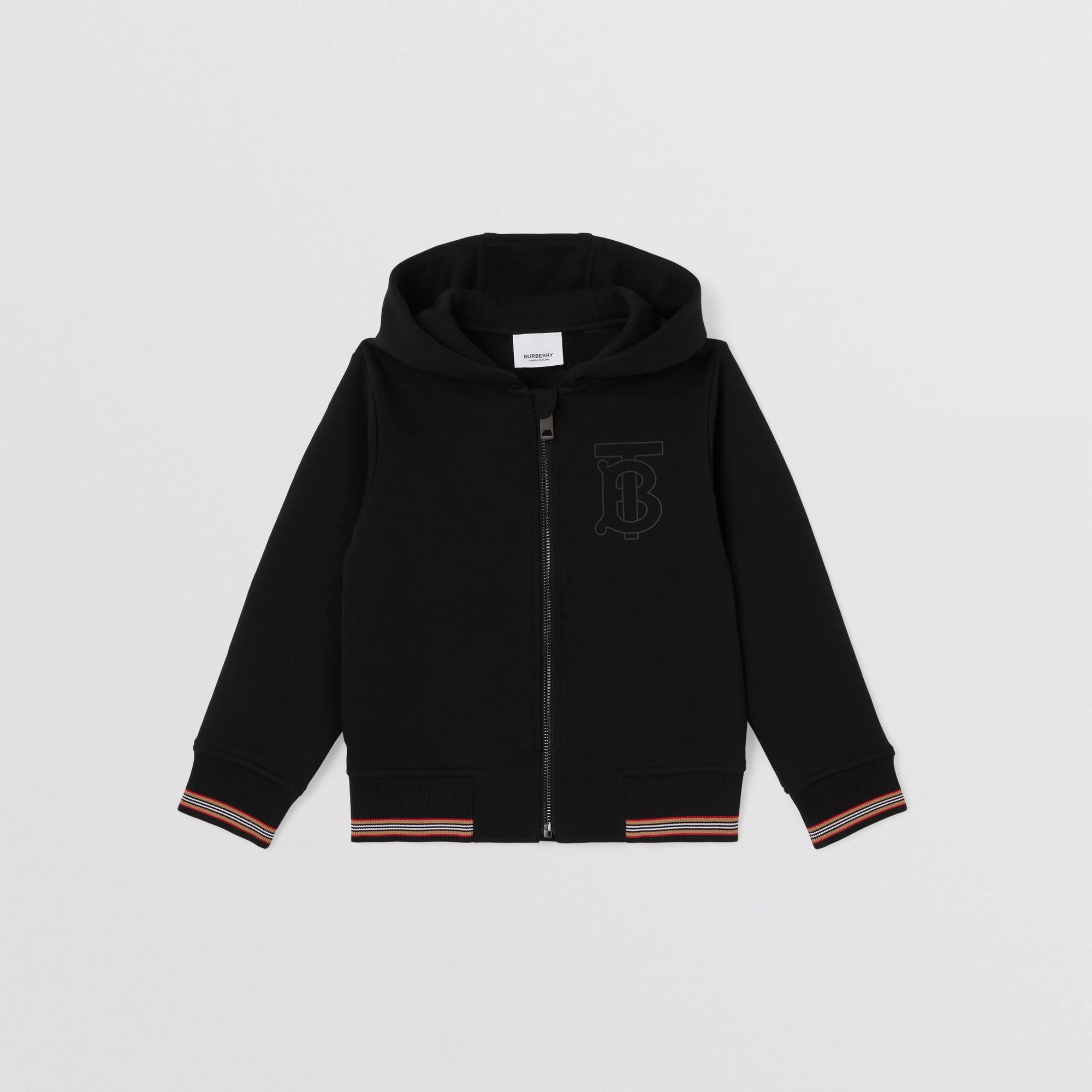 Boys & Girls Black Hooded Zipped Top