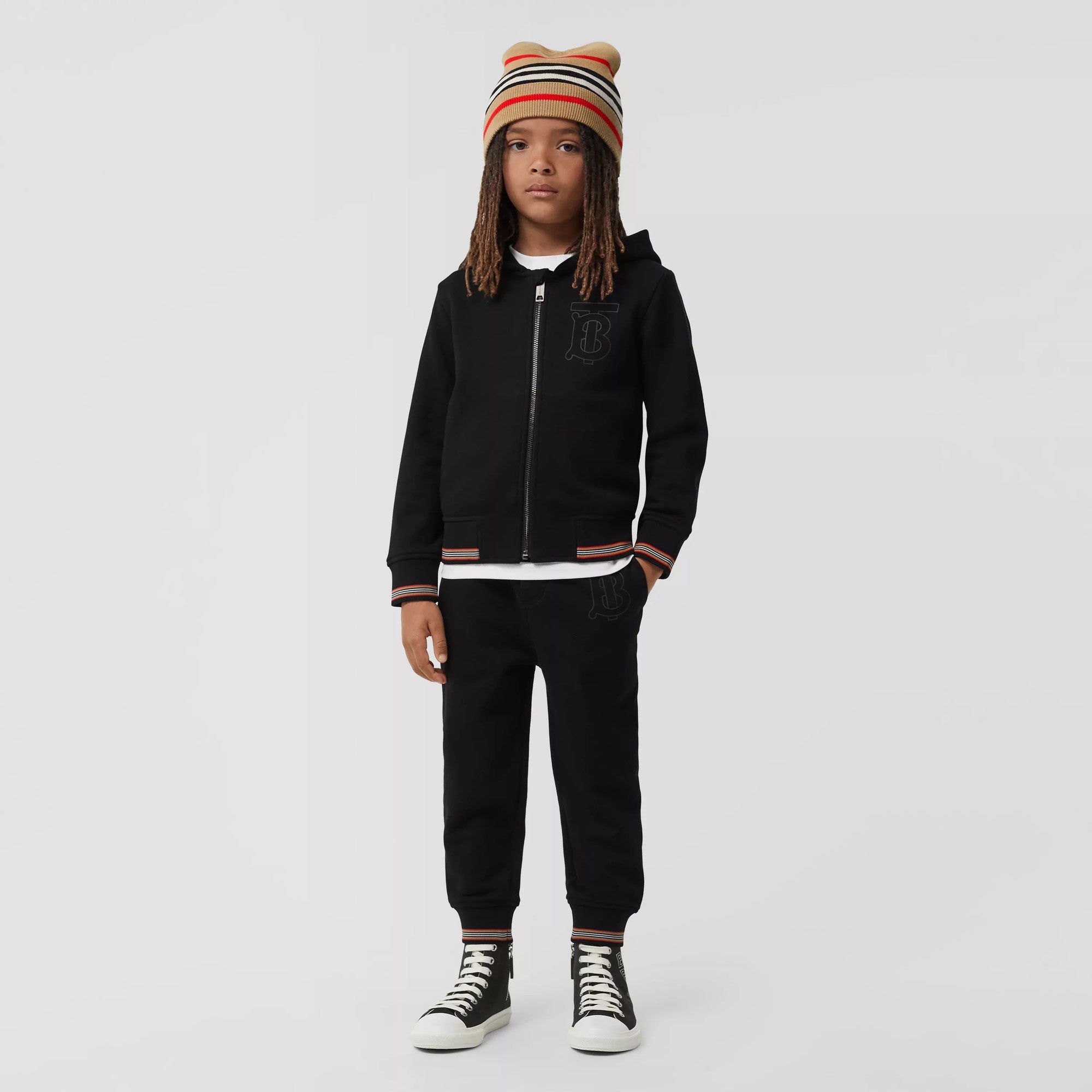 Boys & Girls Black Logo Cotton Trousers