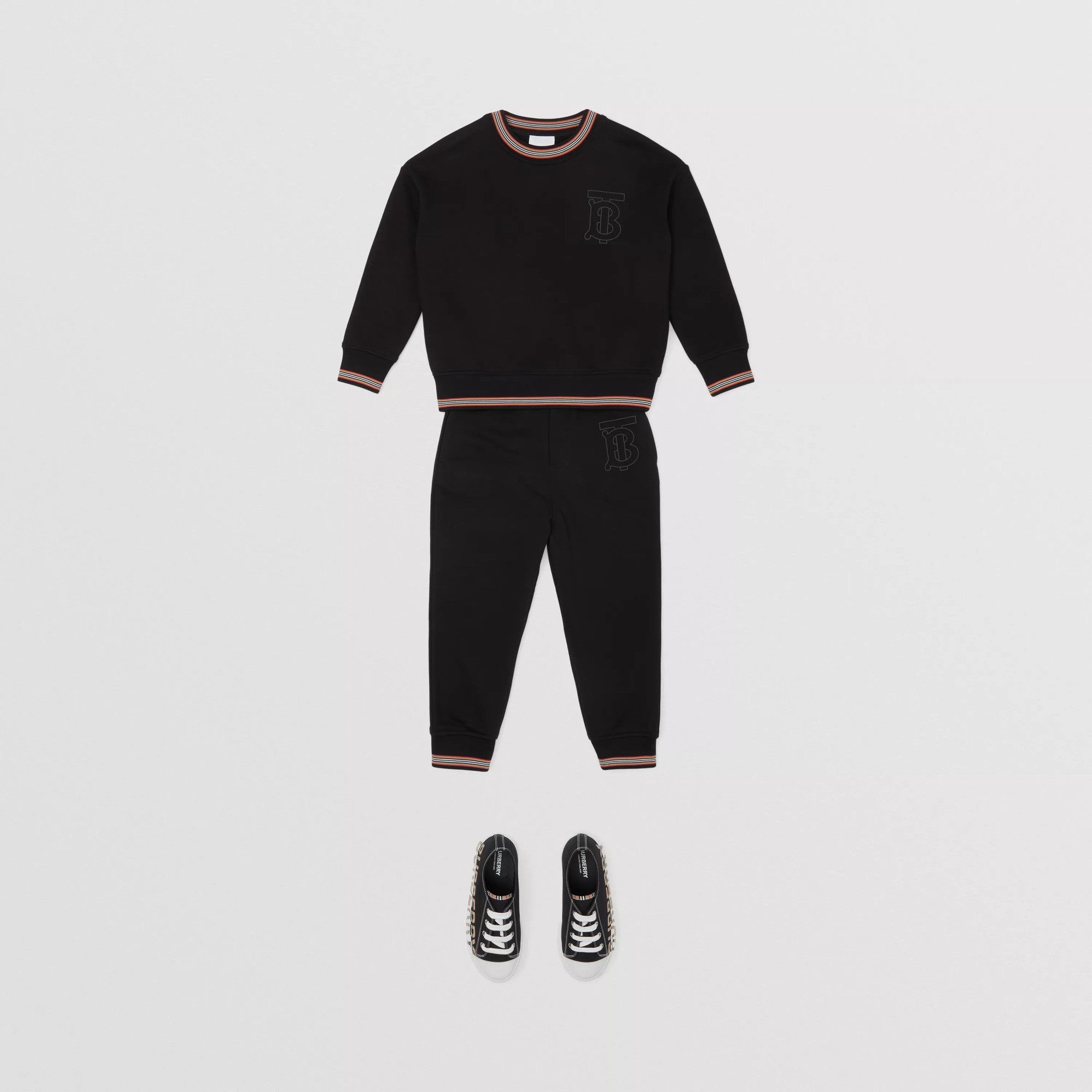 Boys & Girls Black Logo Cotton Trousers