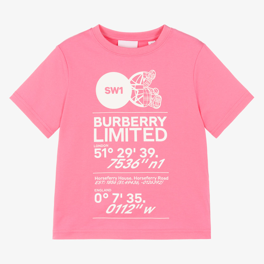 Girls Pink Logo Cotton T-Shirt