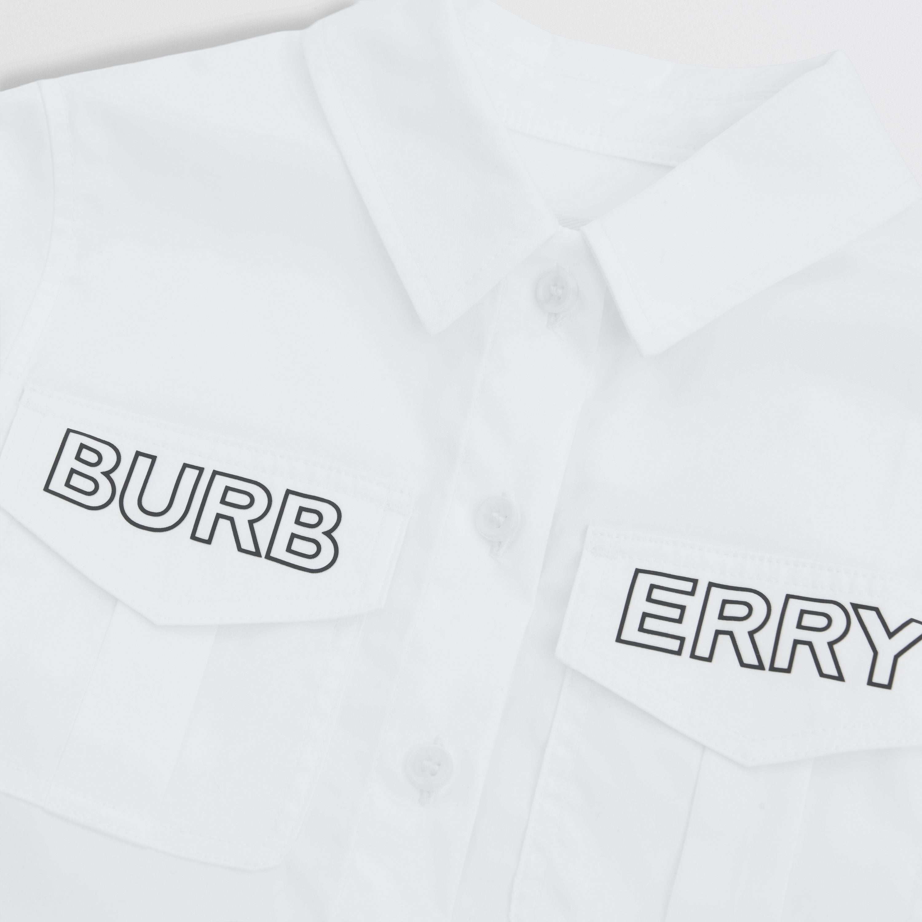 Girls White Logo Cotton Shirt