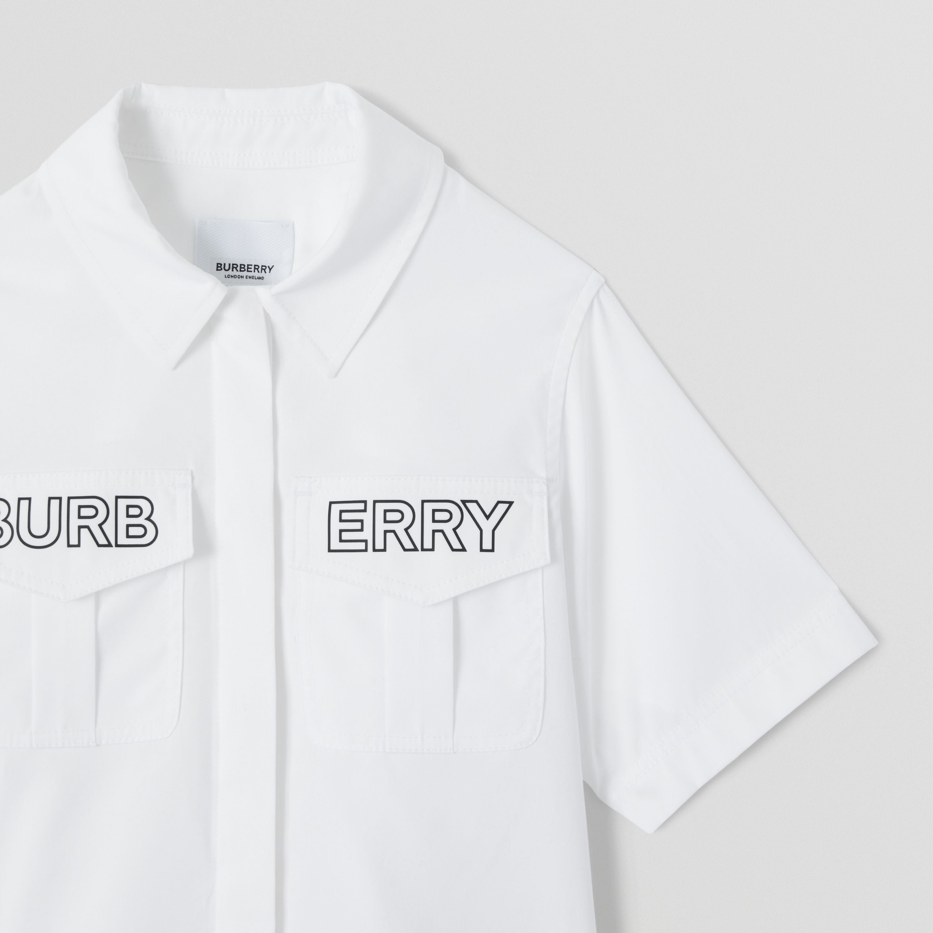 Girls White Logo Cotton Shirt