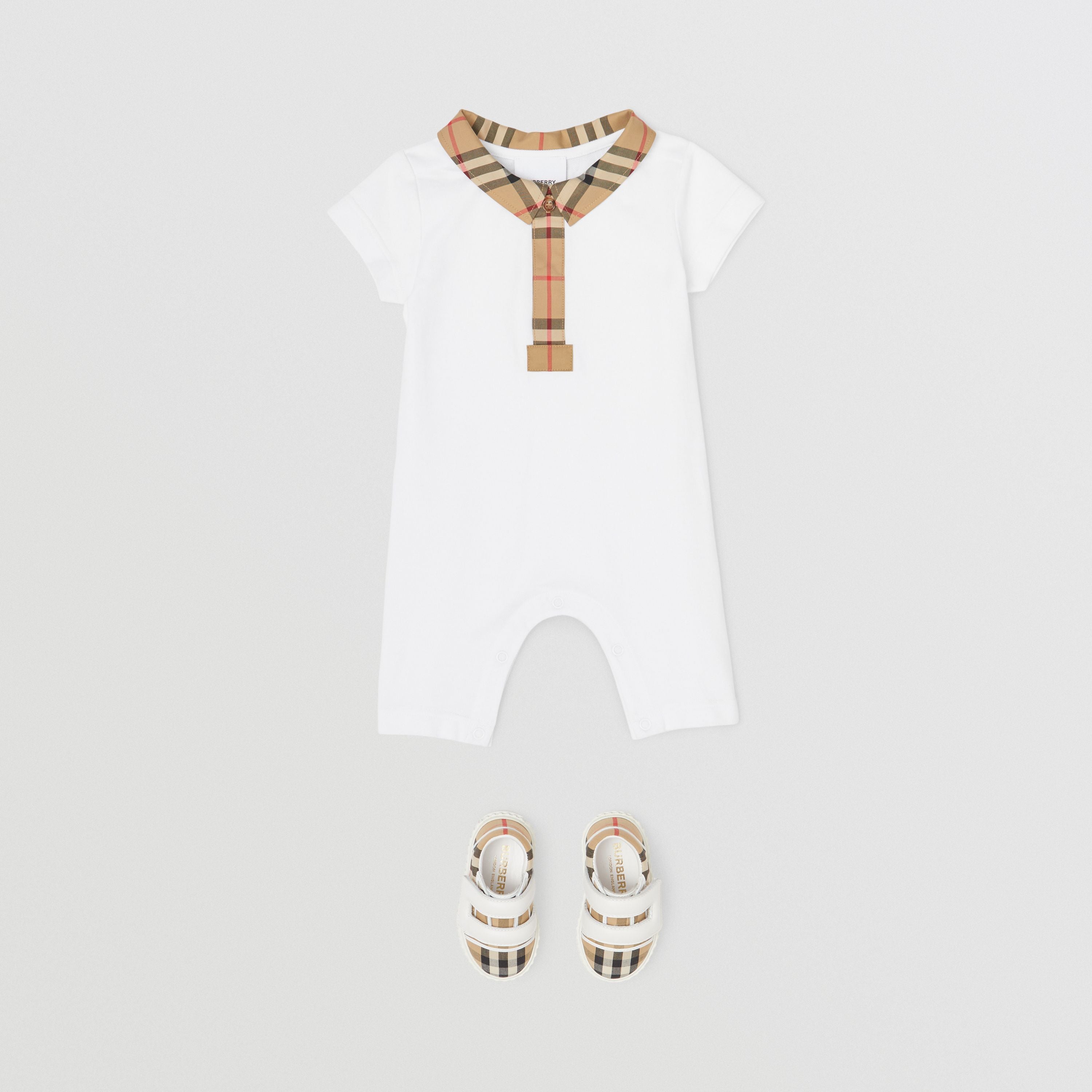 Baby Boys & Girls White Cotton Babysuit