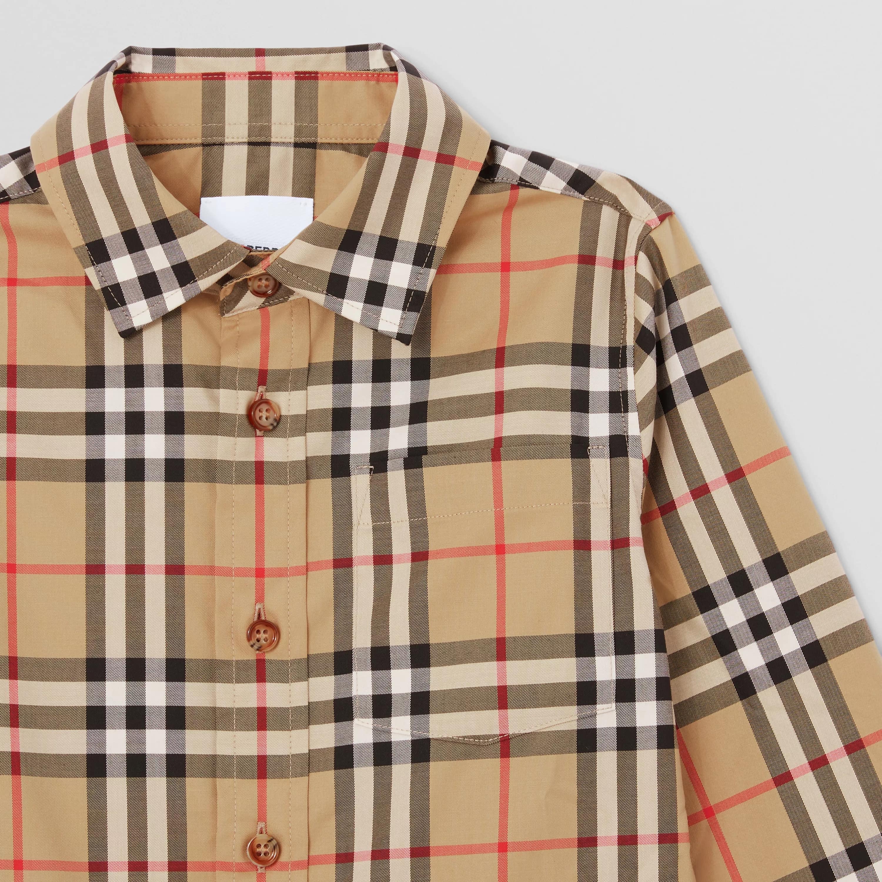 Boys & Girls Beige Check Cotton Shirt