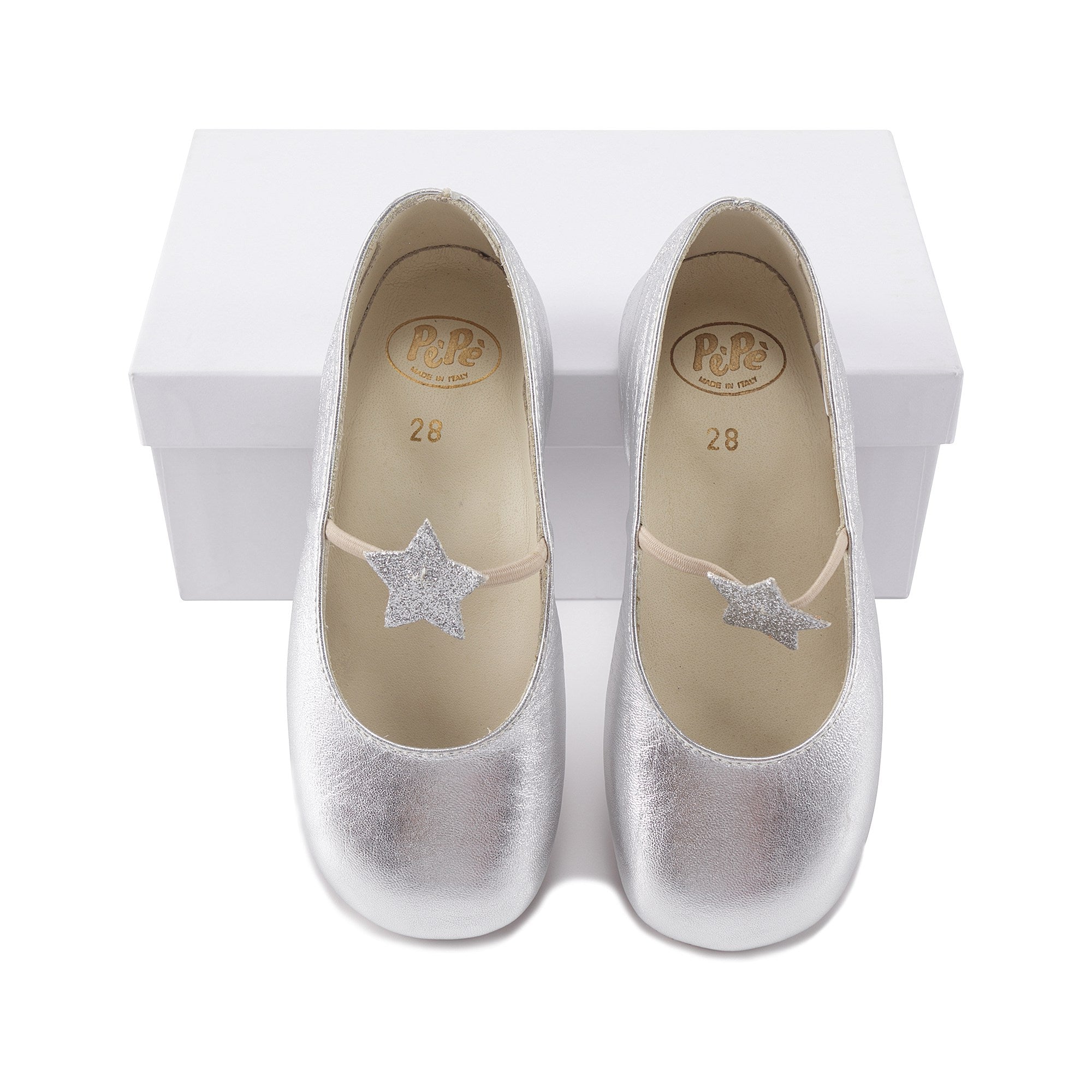 Girls Sliver Leather Shoes