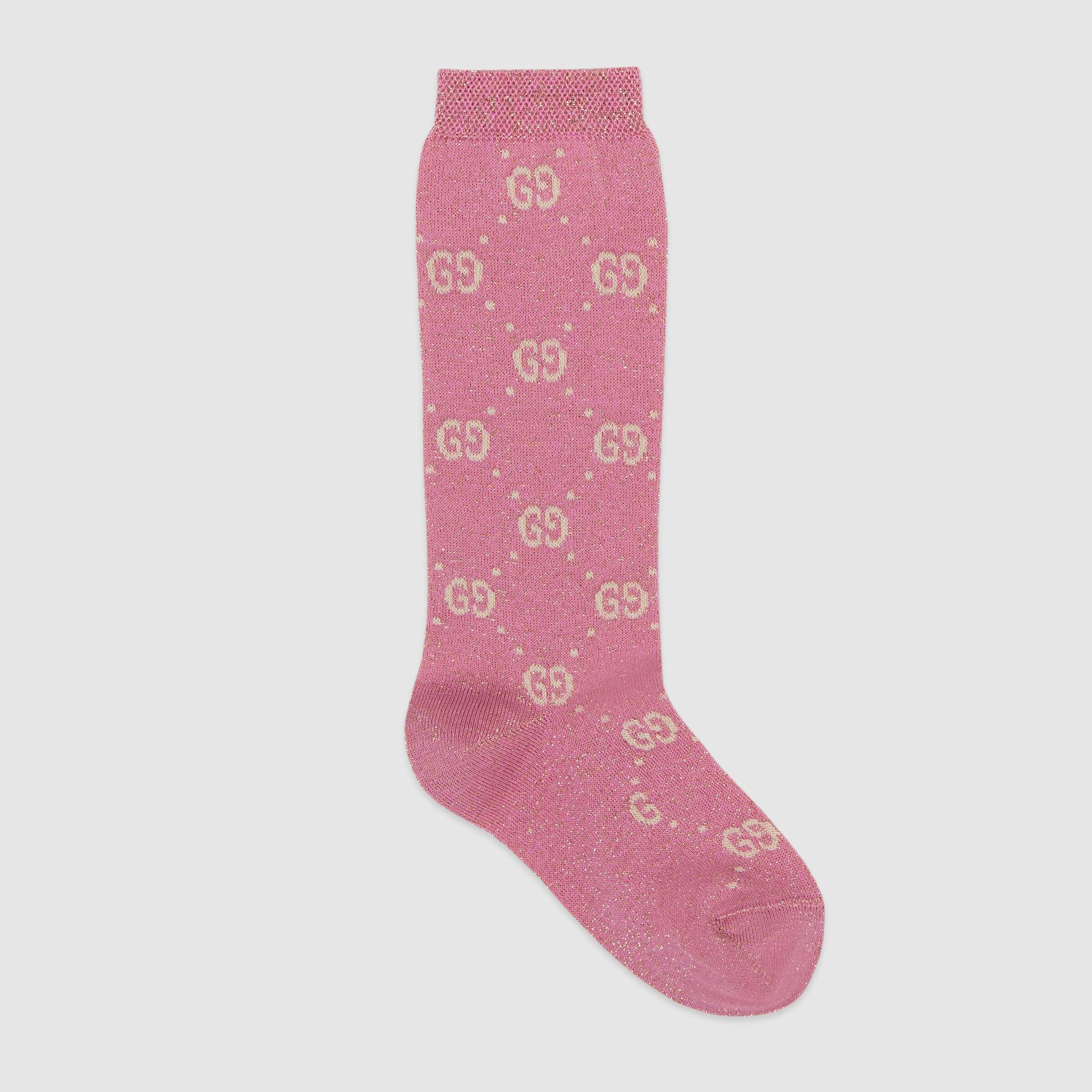 Boys & Girls Pink "GG" Logo Cotton Socks