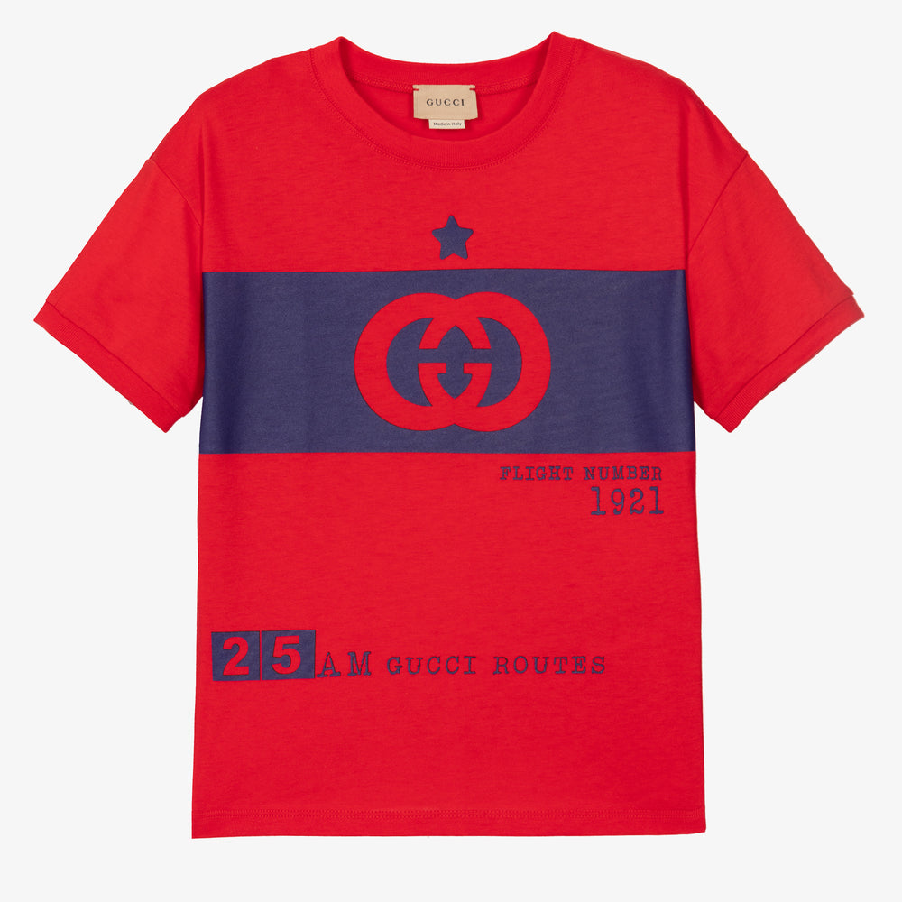 Boys Red Logo Cotton T-Shirt