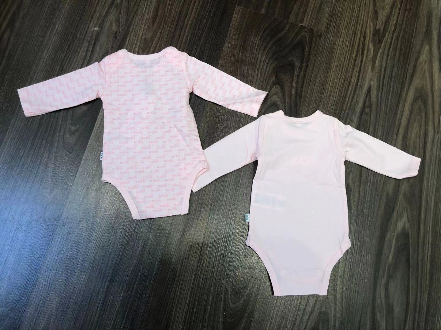 Baby Girls Pink Logo Cotton Babysuit Set (2 Pack)