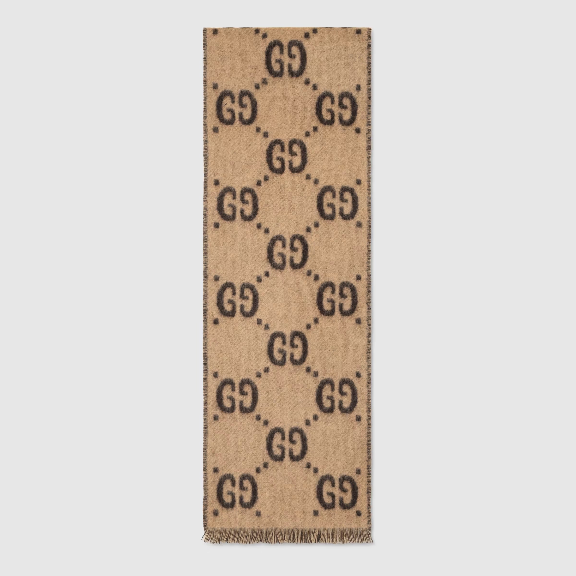 Boys & Girls Beige "GG" Logo Wool Scarf
