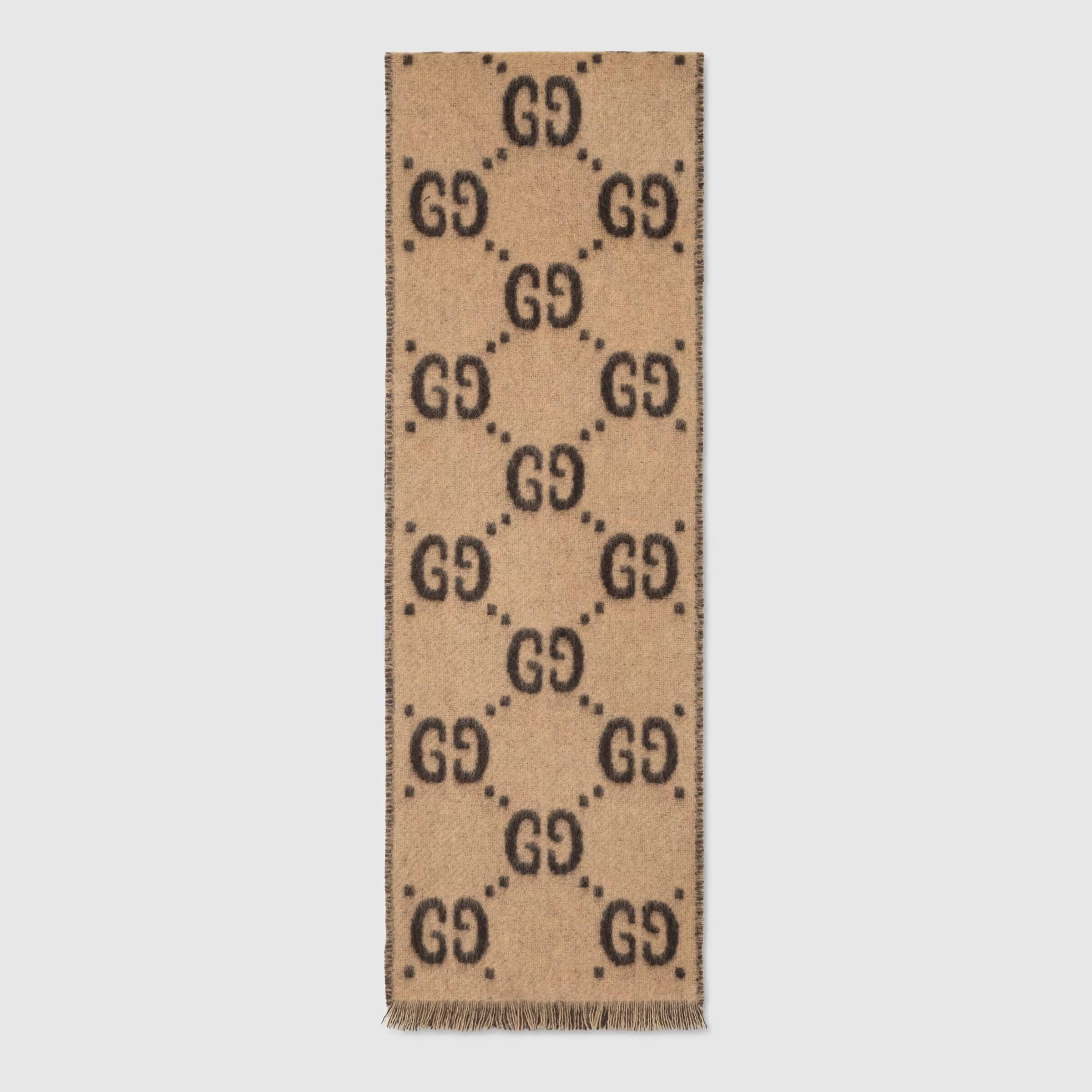 Boys & Girls Beige "GG" Logo Wool Scarf
