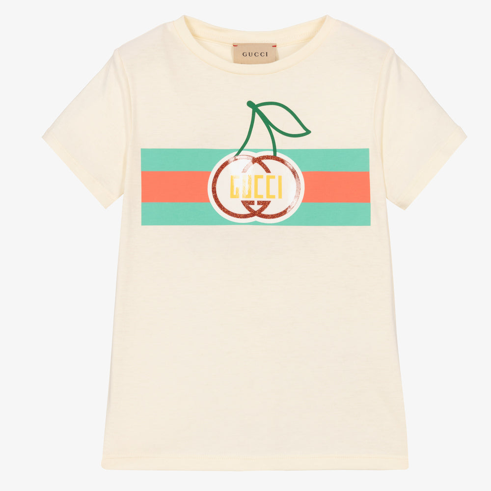 Girls White Logo Cotton T-Shirt